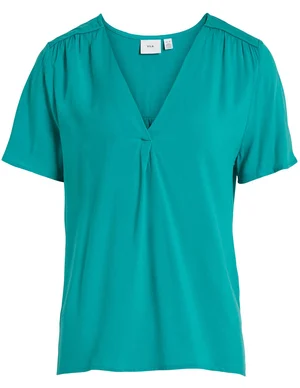 Vila VICELINA V-NECK S/S TOP/VOL 14085470