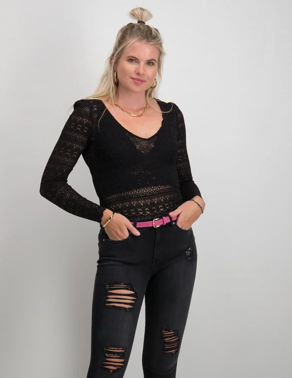 Vila VICHIKKA LACE V-NECK L/S TOP - NOO 14080341