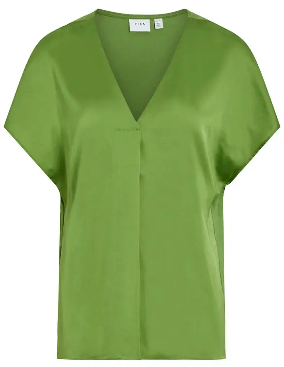 Vila VIELLETTE V-NECK S/S SATIN TOP - NO 14089239