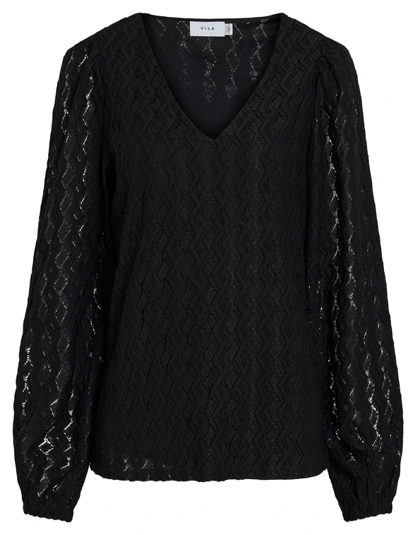 Vila VIFERYA V-NECK L/S TOP/R/BF 14099604