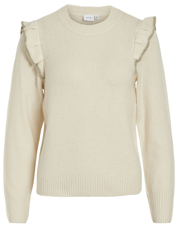 Vila VINANZY L/S O-NECK FLOUNCE KNIT TOP 14100771