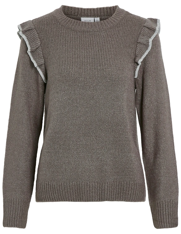Vila VINANZY L/S O-NECK FLOUNCE KNIT TOP 14100771