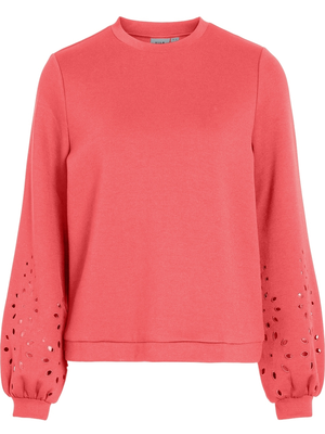 Vila VISIFFEN EMB O-NECK L/S TOP/R 14104779