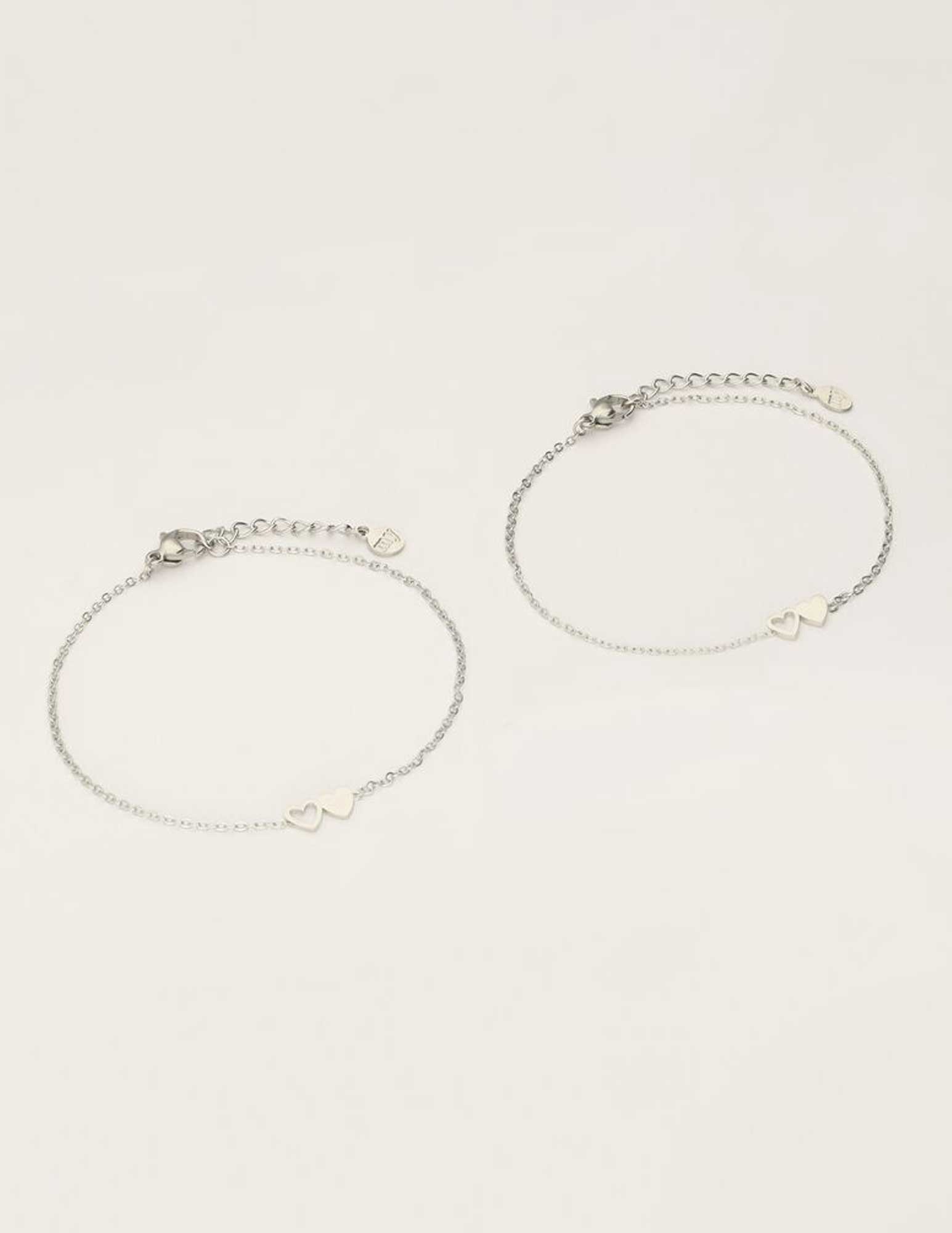 My Jewellery Armbanden set twee hartjes MJ10342 Zilver
