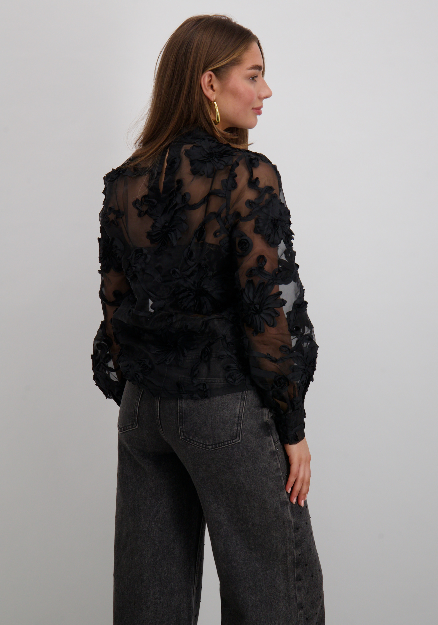 Aaiko BV Blouse LUCIA FLOWER PES 502 Zwart