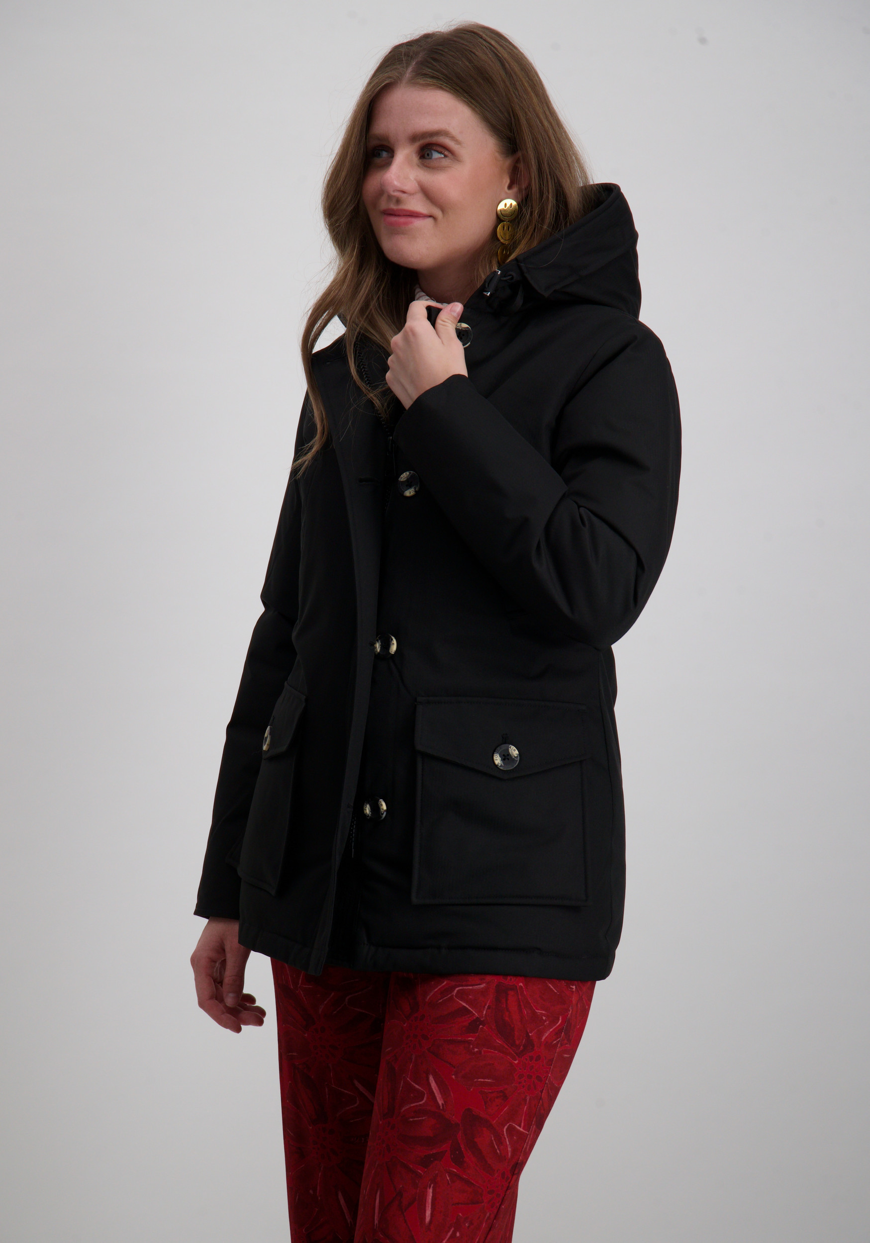 AIRFORCE Winterjas 4 Pocket Parka Herringbone HRW0437 Zwart