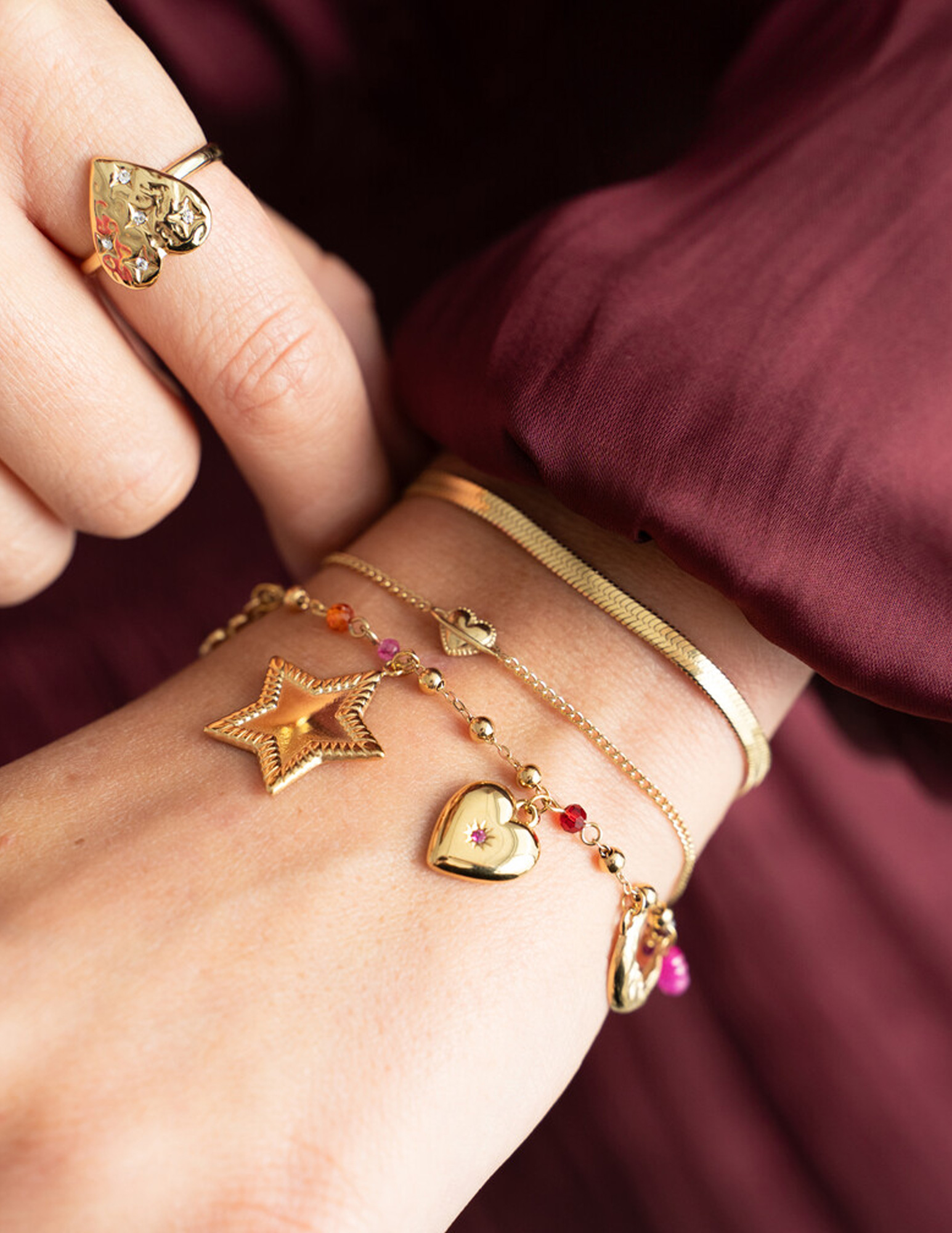 My Jewellery Starry armband met hartjes planeet MJ11951 Goud