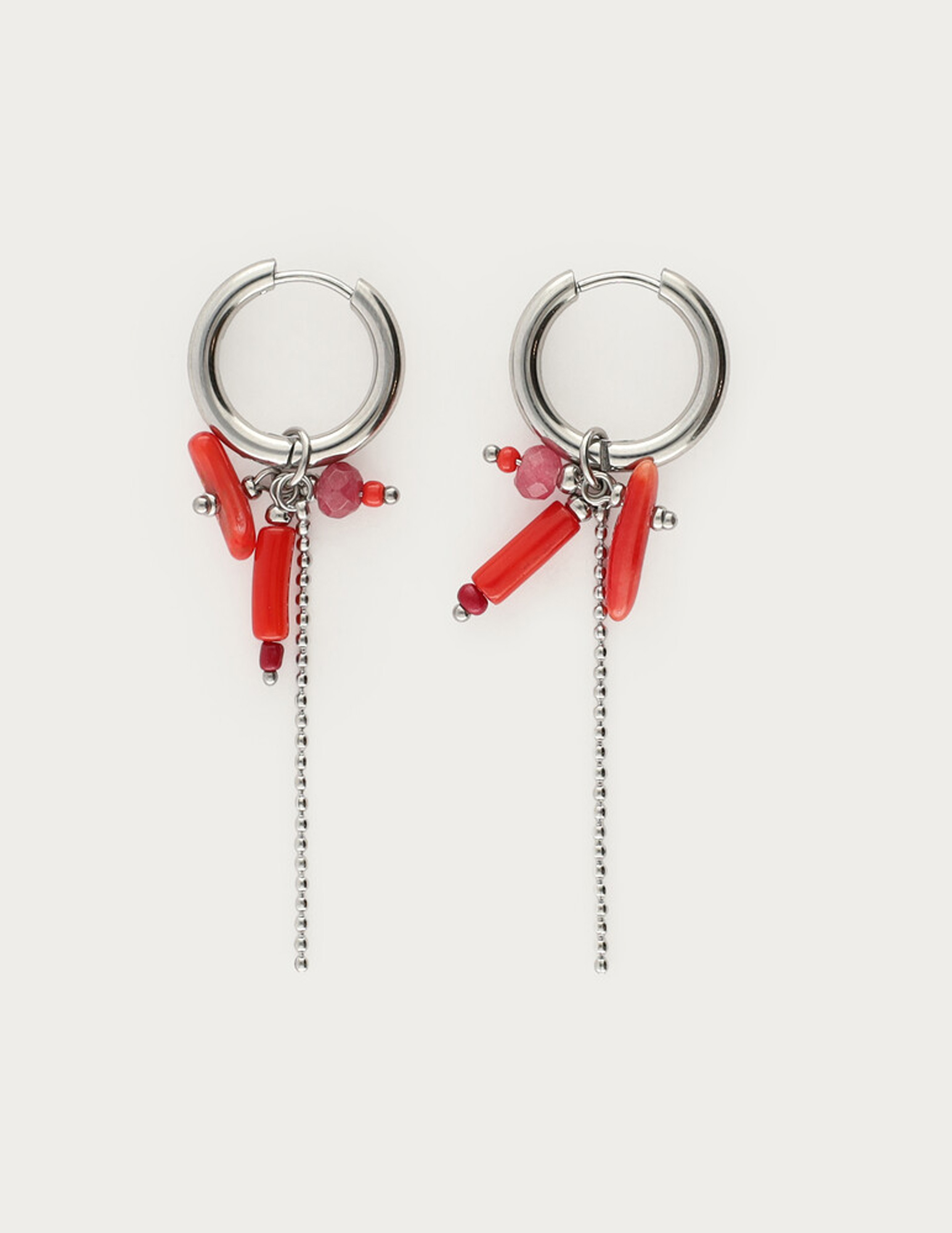 My Jewellery Sunrocks oorringen met rode stenen MJ12741 Zilver