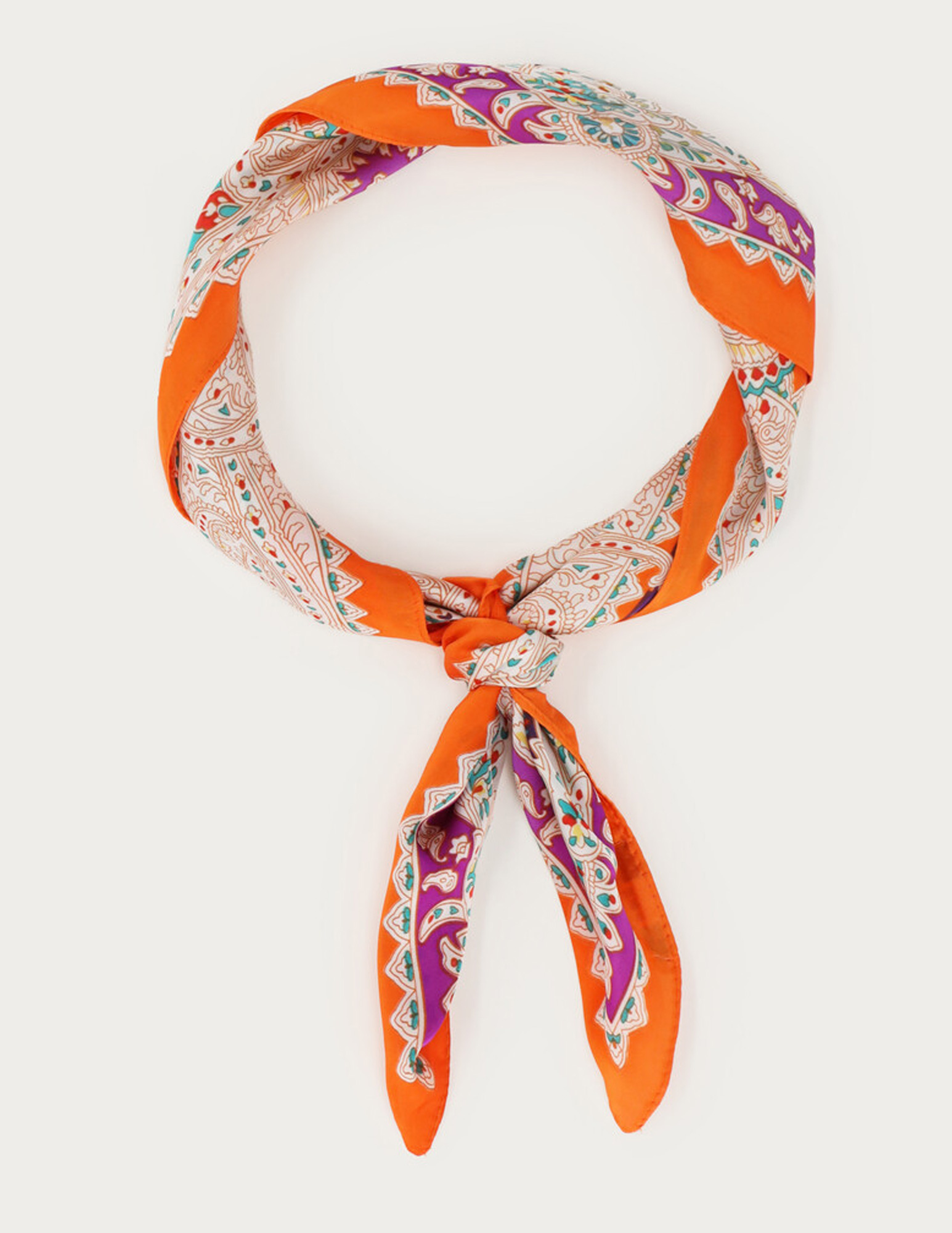 My Jewellery Sjaal Satijn look met all-over print MJ14507 Oranje