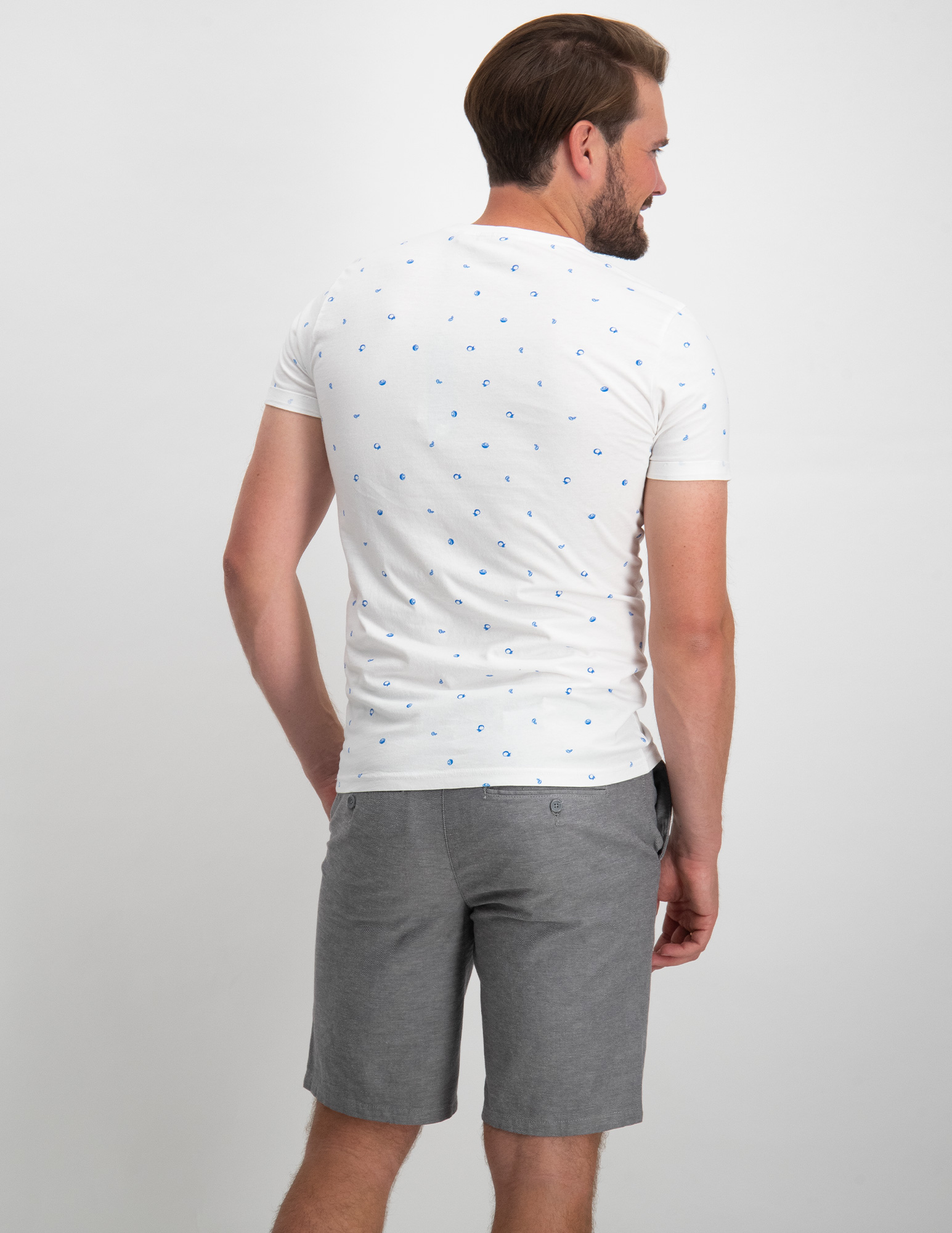 Petrol T-shirt met print M-1030-TSR687 Wit