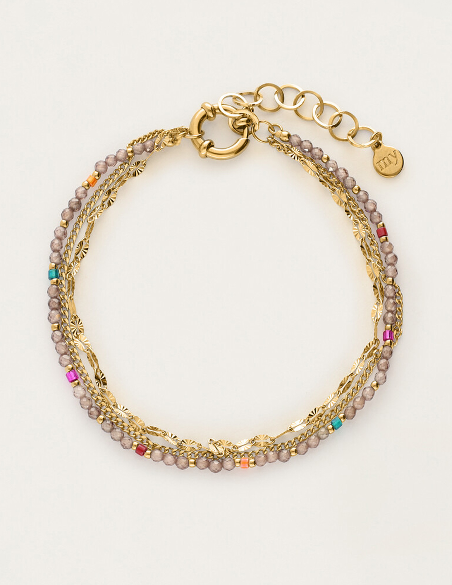 My Jewellery Sunrocks armband taupe MJ12213 Goud