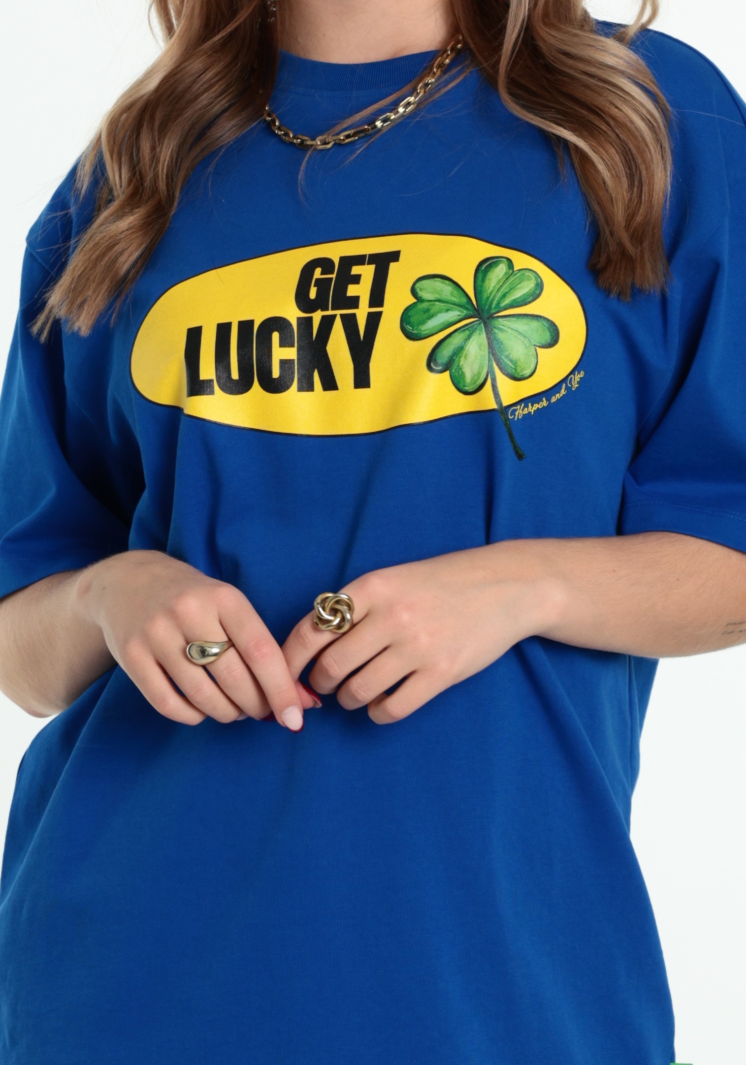 Harper & Yve T-shirt Get Lucky AWT6Y300 Blauw