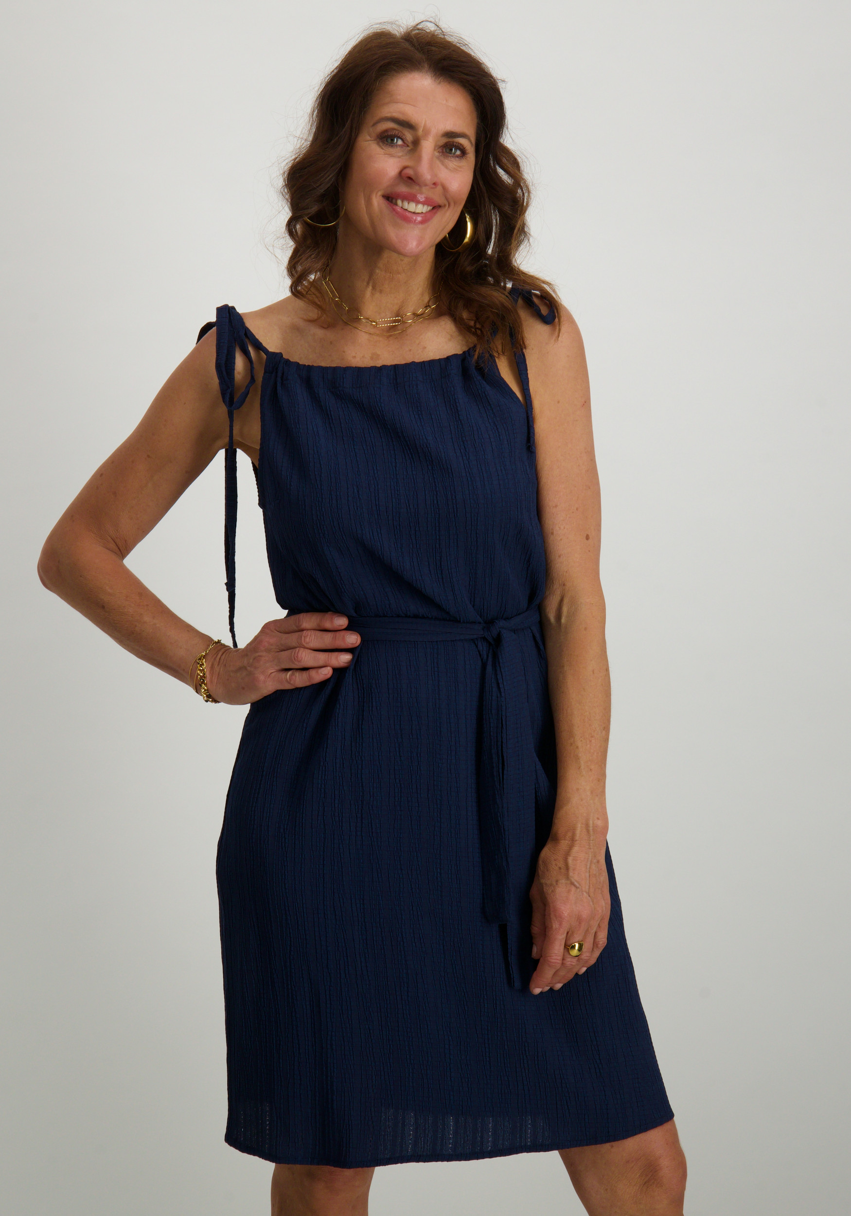 Tramontana Jurk Crinkled S01-16-502 Donker blauw