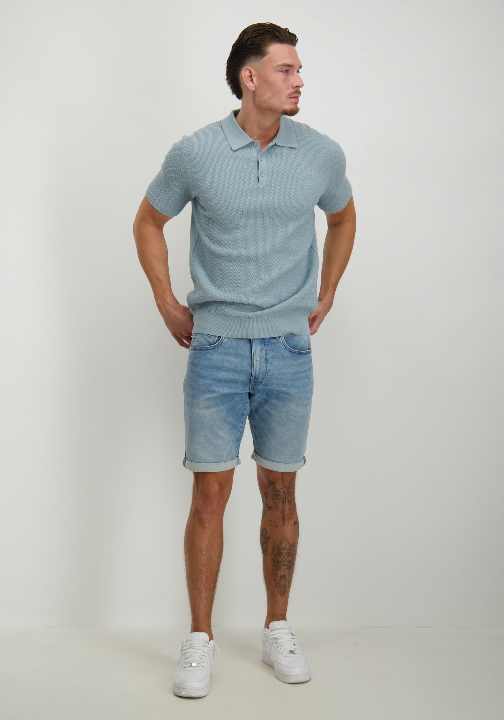 Pure White Polo 25010815 Blauw