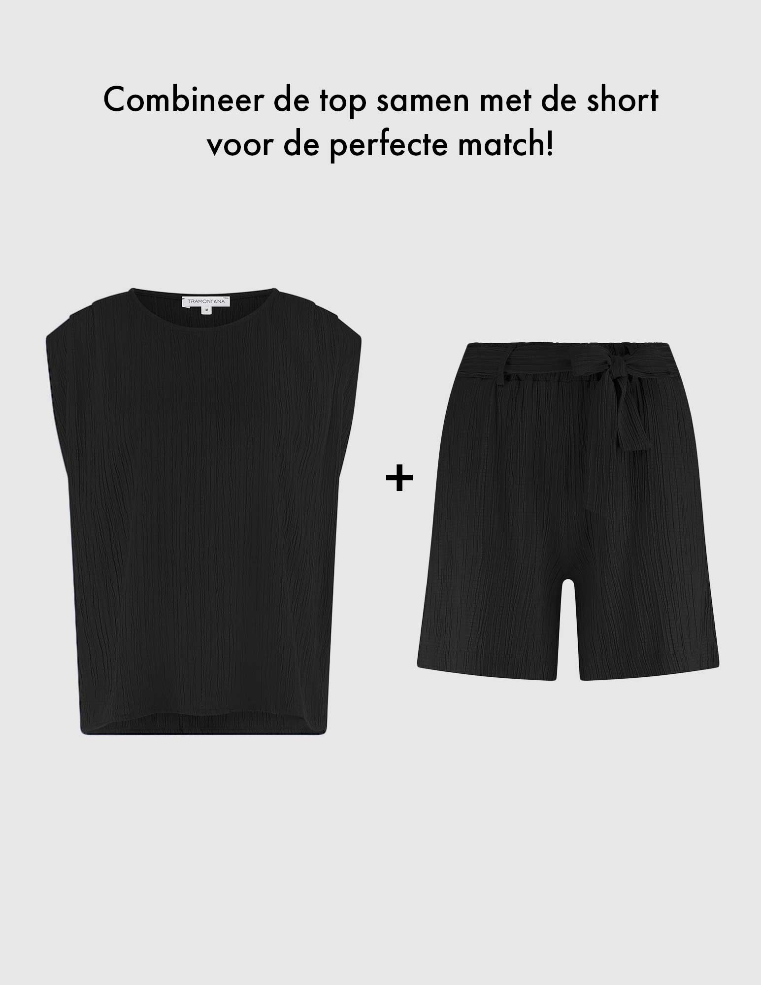 Tramontana Korte broek Crinkled S01-16-102 Zwart