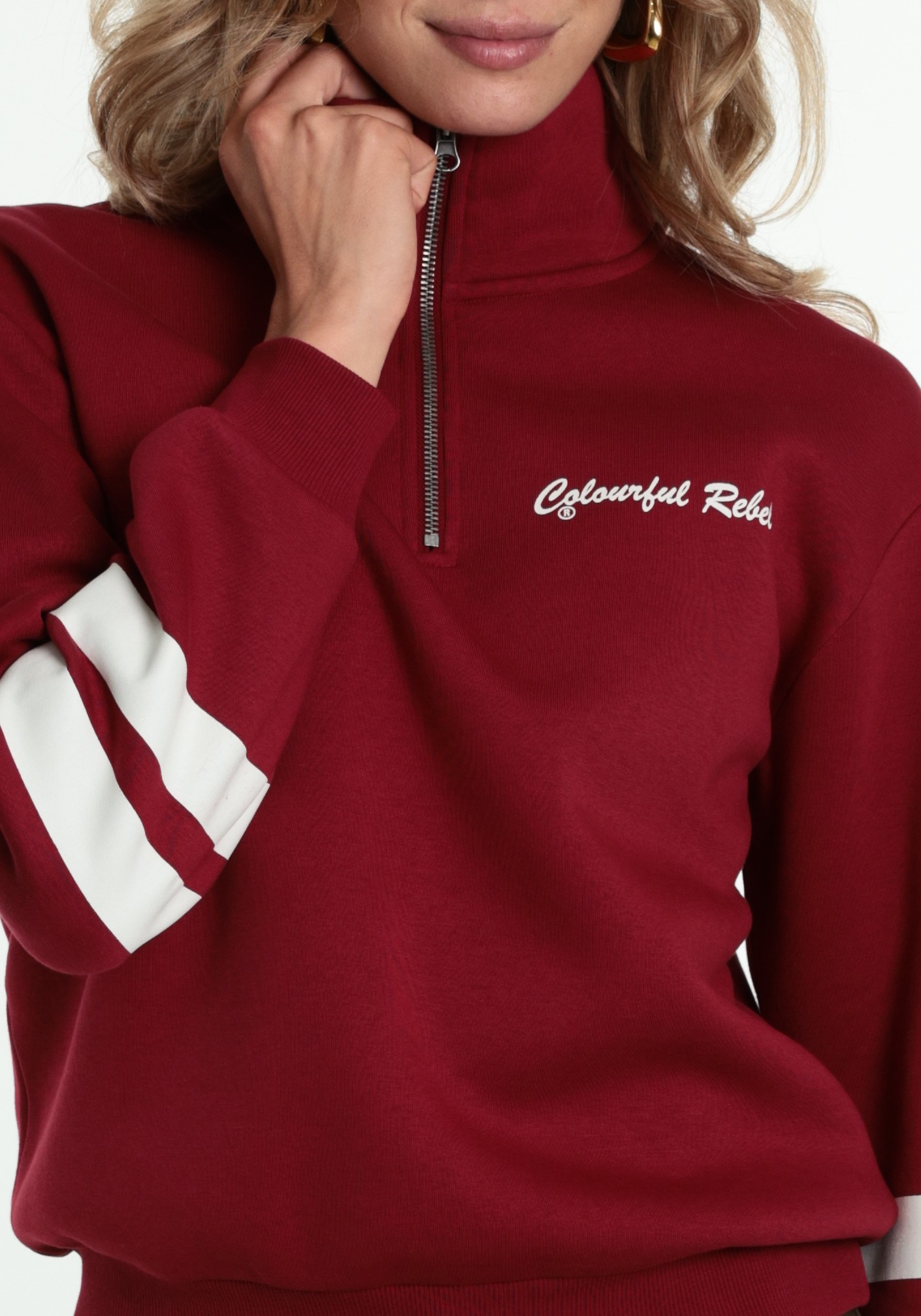 Colourful Rebel Sweater Crusive halfzip WS418569 Rood