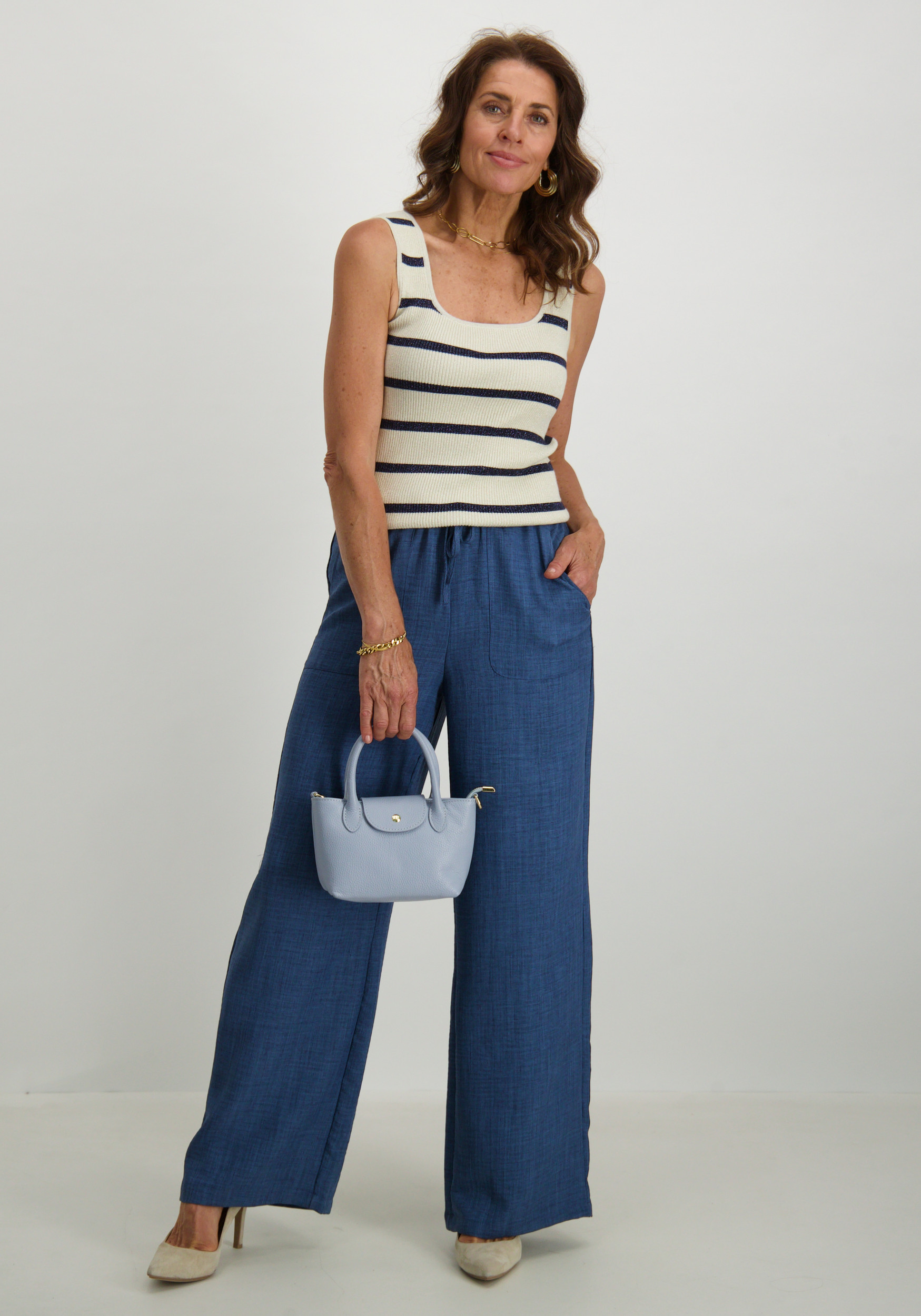 Vero moda Broek Melaney 10316385 Donker blauw