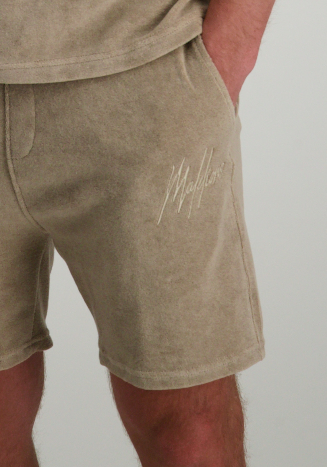 Malelions Short Signature Towweling MM3-SS25-26 Taupe