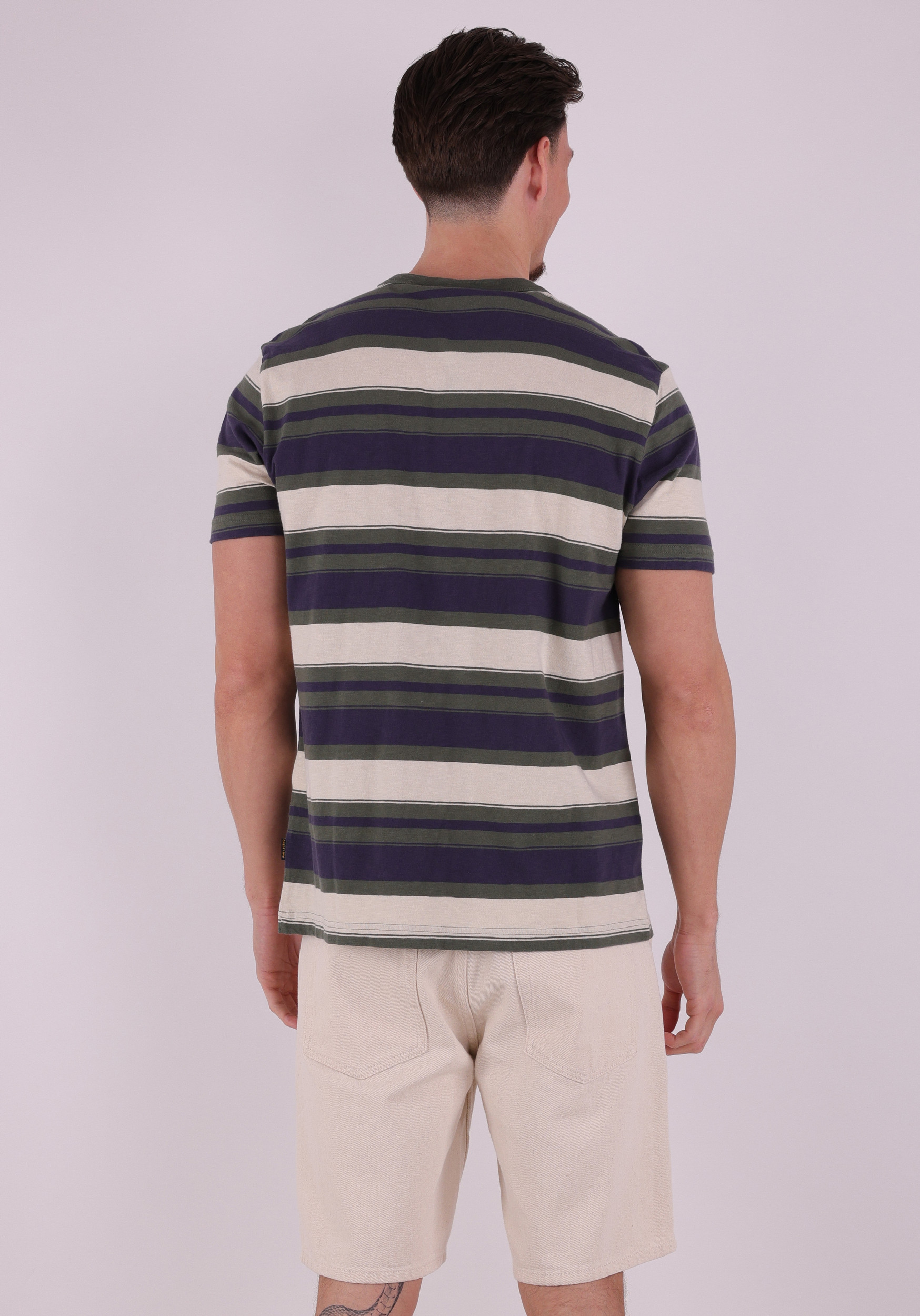 PME Legend T-shirt gestreept PTSS2603589 Donker groen