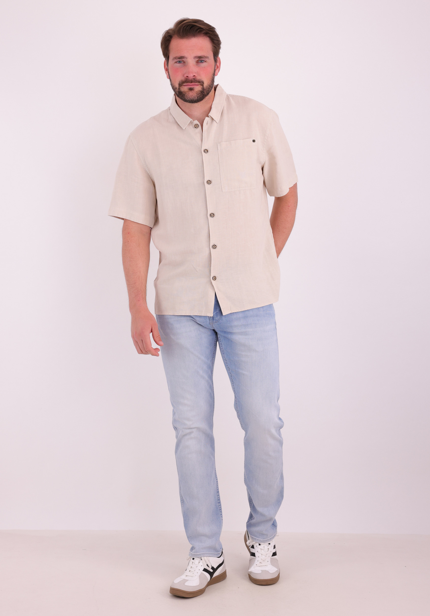 No Excess Overhemd linnen 32420423 Beige