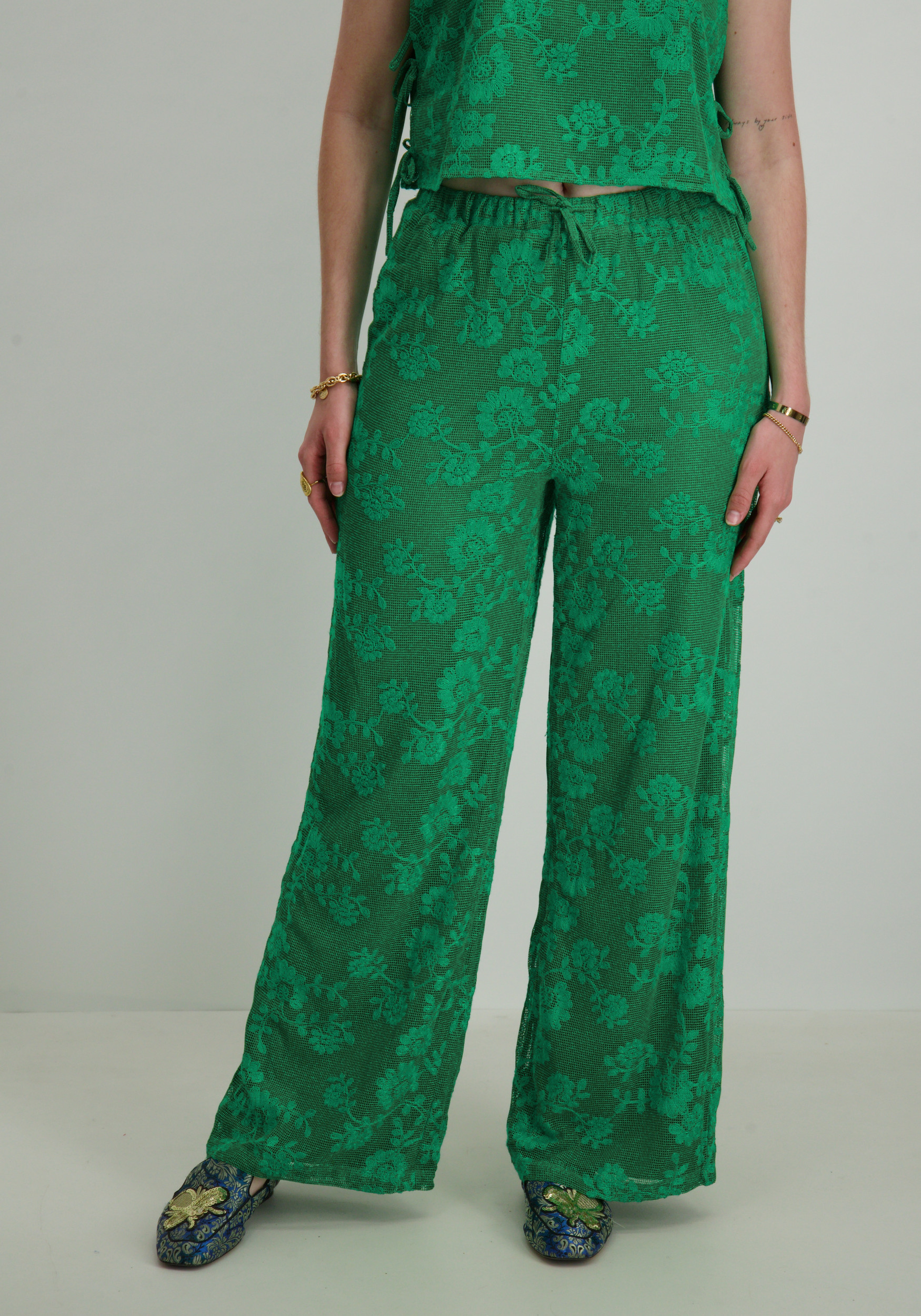 Refined Department Knitted wide leg pants Mara R2503128647 Groen