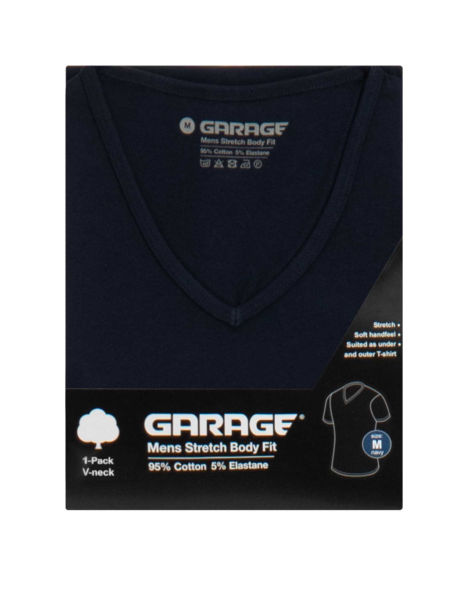 Garage Basic bodyfit t-shirt V-hals 0202 Donker blauw