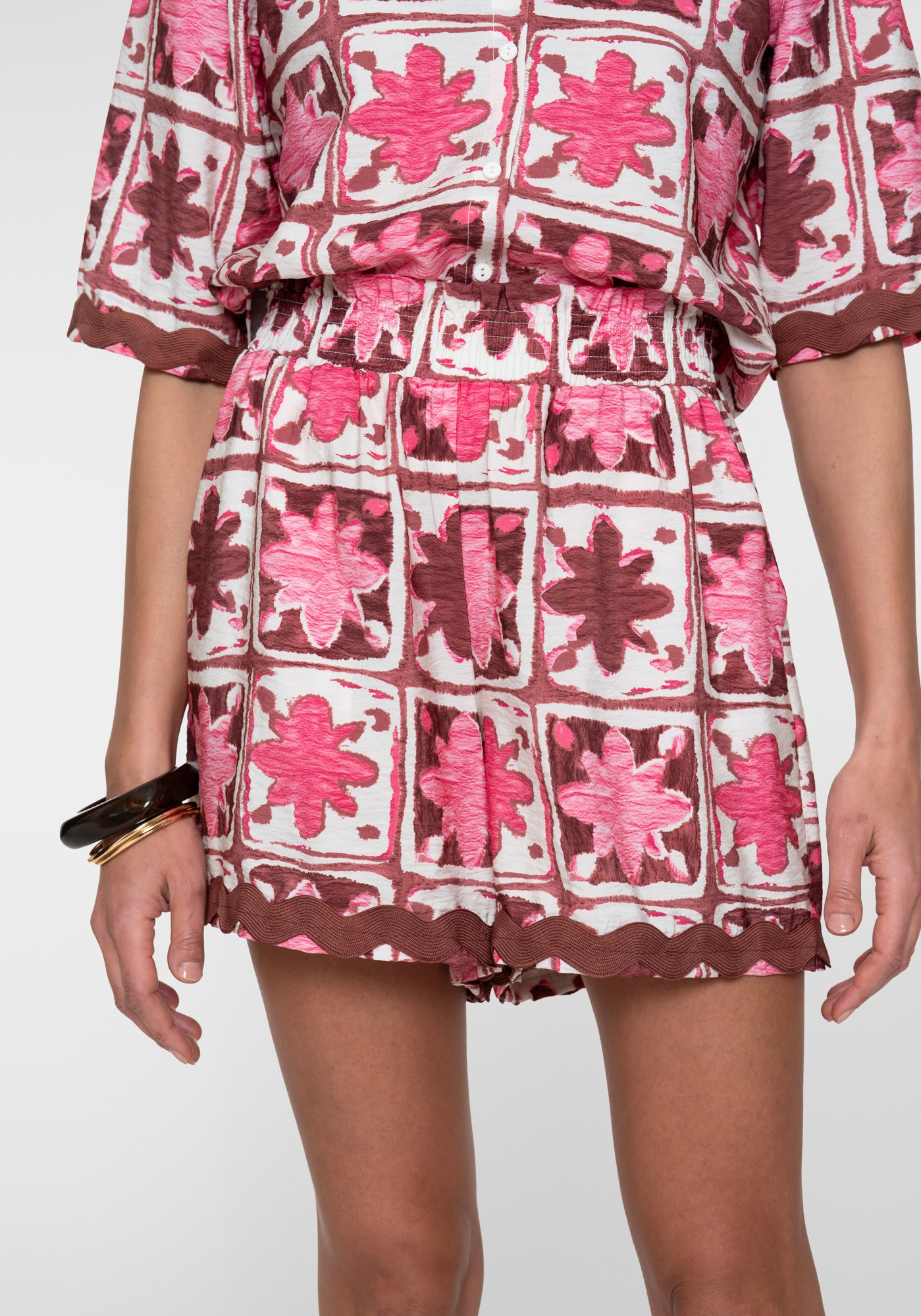 Geisha Korte broek all-over print 61429-20 Rose