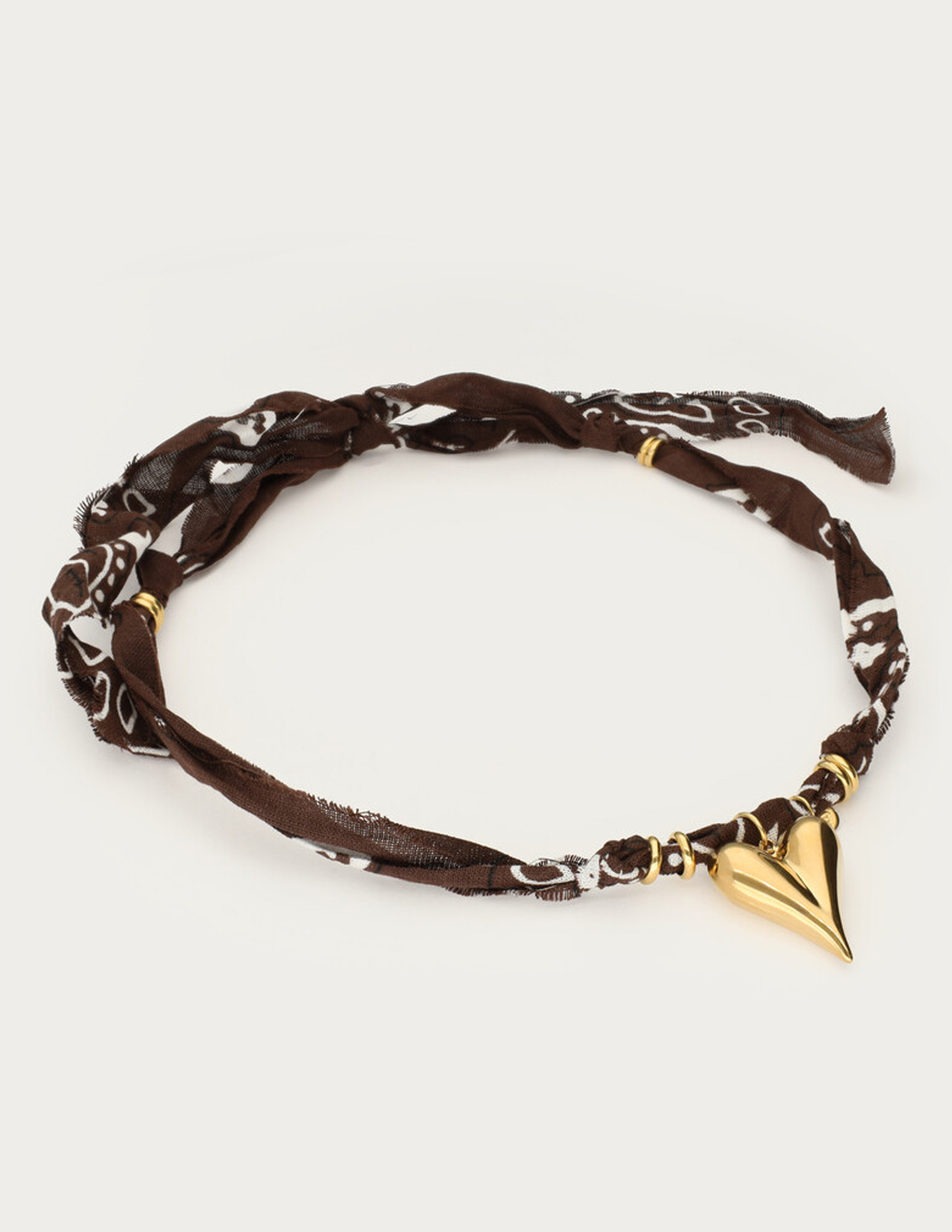 My Jewellery Bruine bandana ketting met hartje MJ15088 Goud