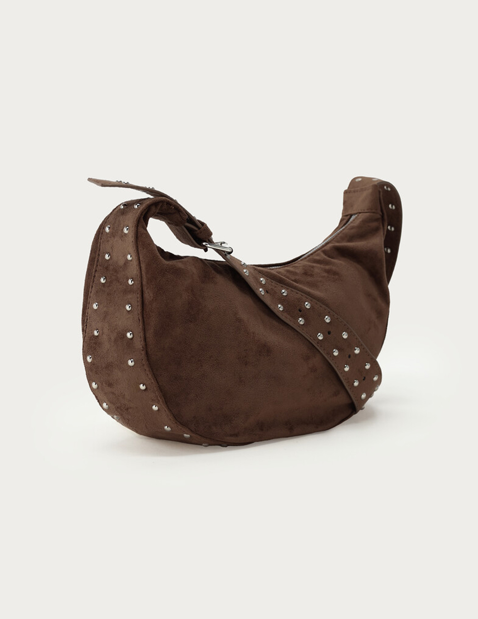 My Jewellery Crossbody tas in suède look met studs MJ15314 Bruin
