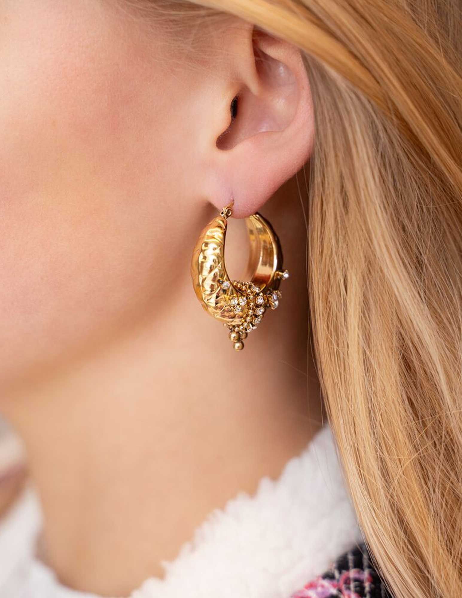 My Jewellery Oorringen Chunky met strass MJ08345 Zilver