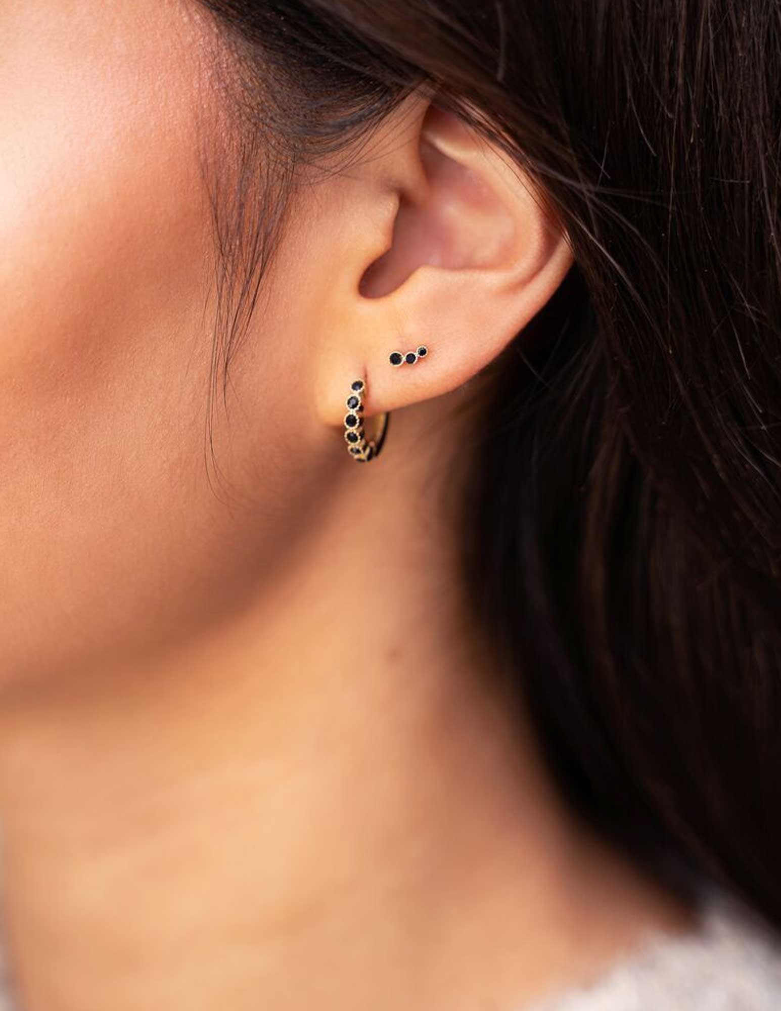 My Jewellery Studs zwarte strass MJ09484 Goud