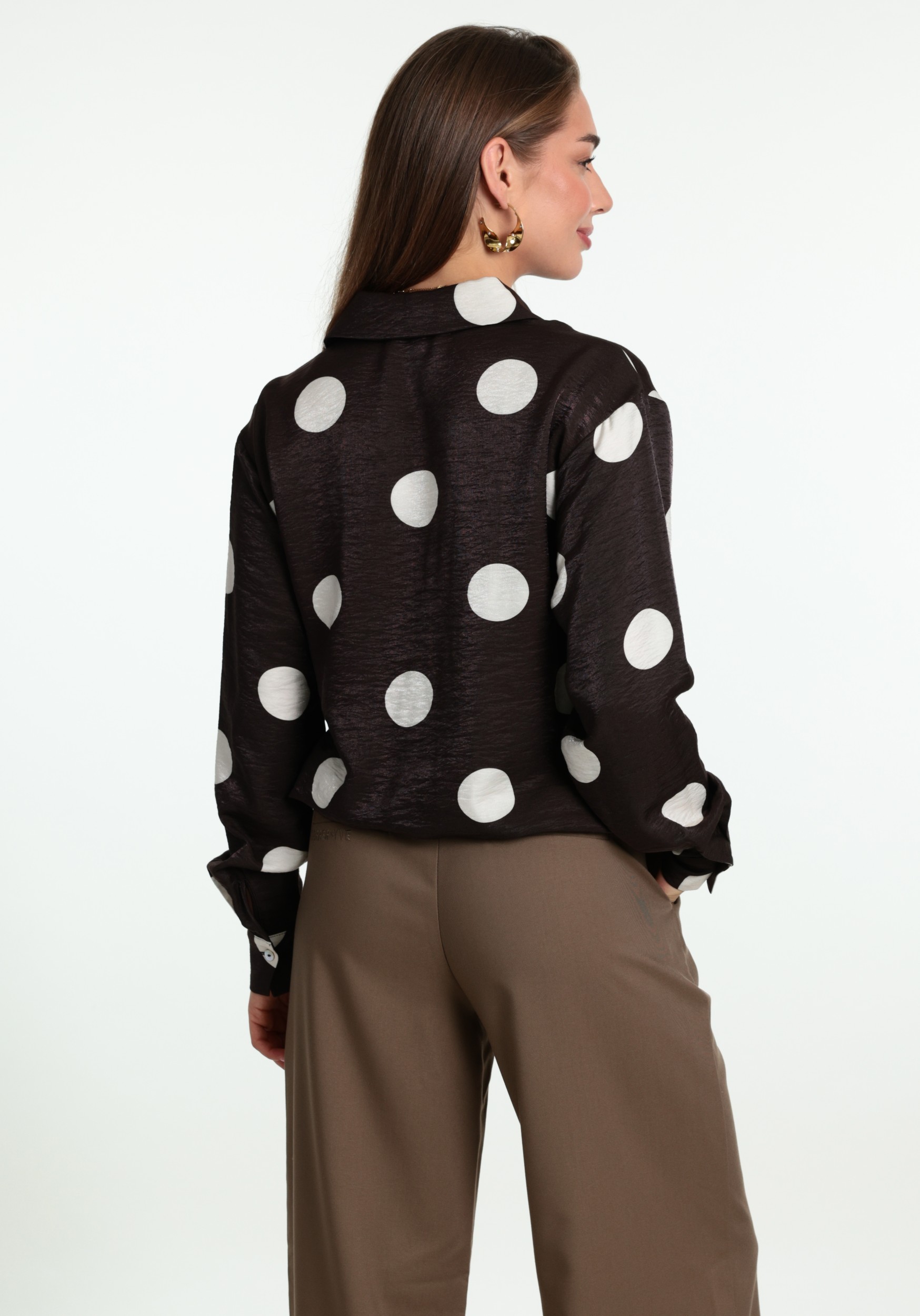 Jansen Amsterdam Blouse DOT W26 Donker bruin