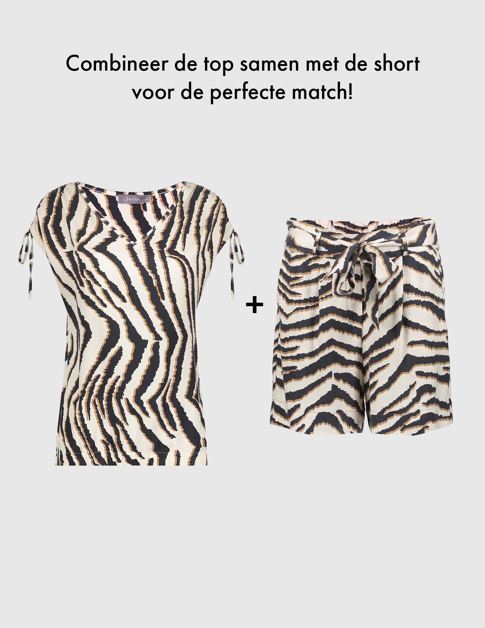 Geisha Top met print 53487-20 Zand