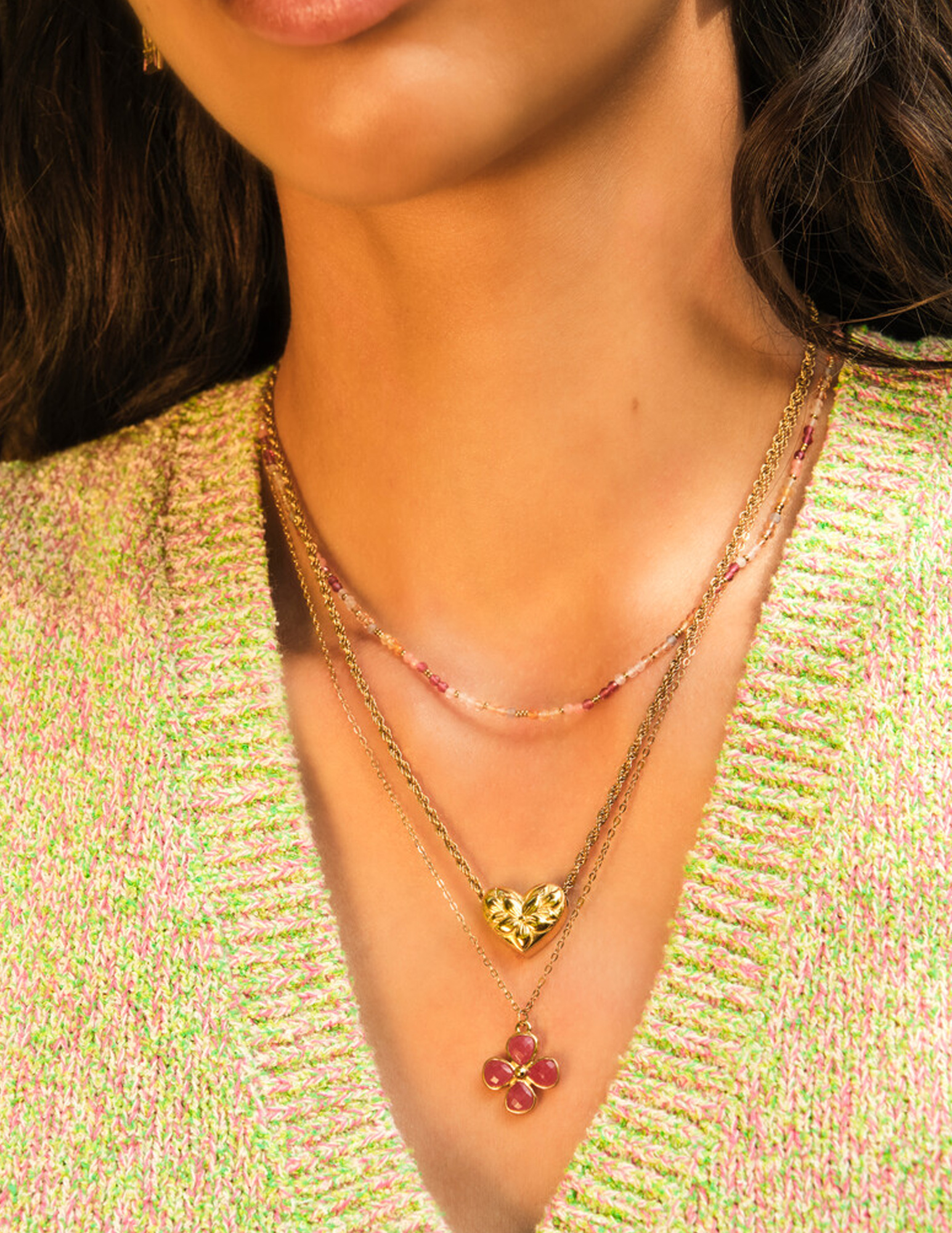 My Jewellery Botanical ketting met roze klaver MJ13748 Goud