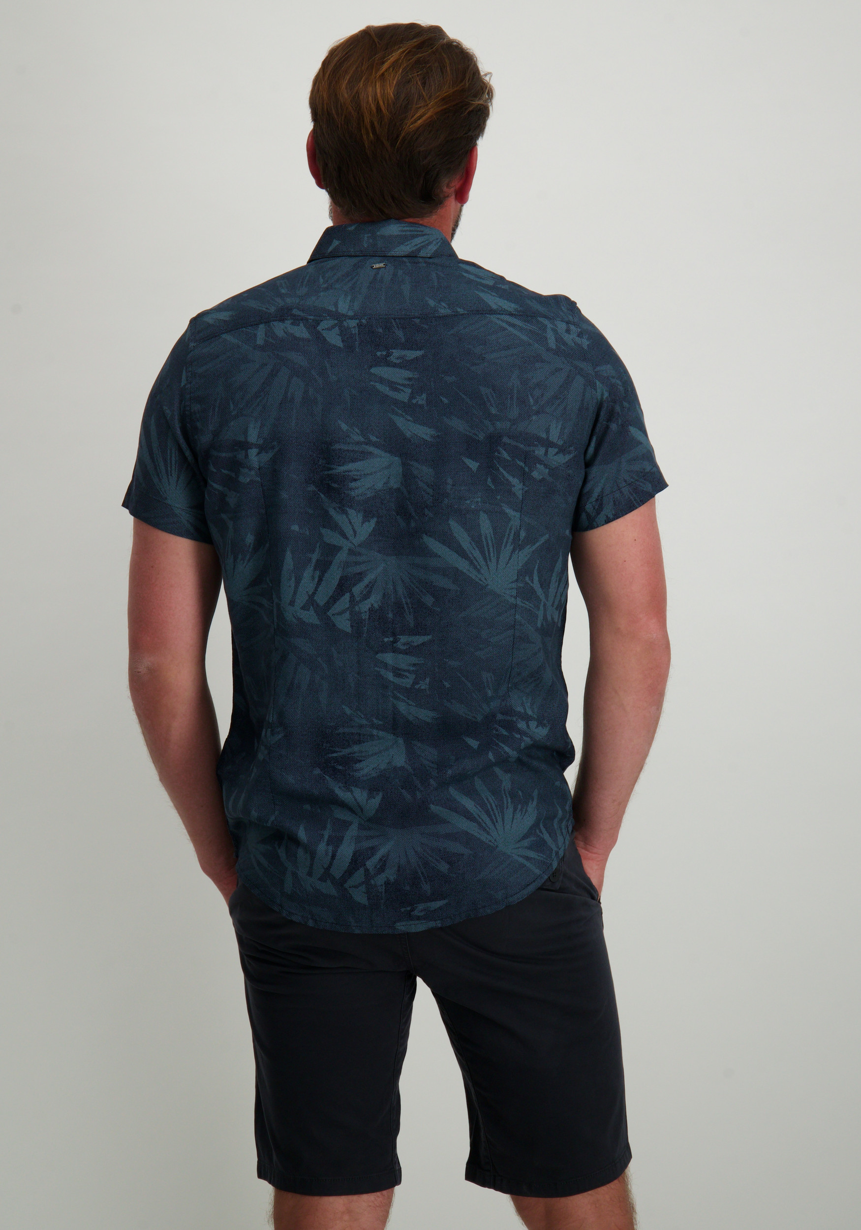 Petrol Overhemd met print M-1050-SIS435 Petrol