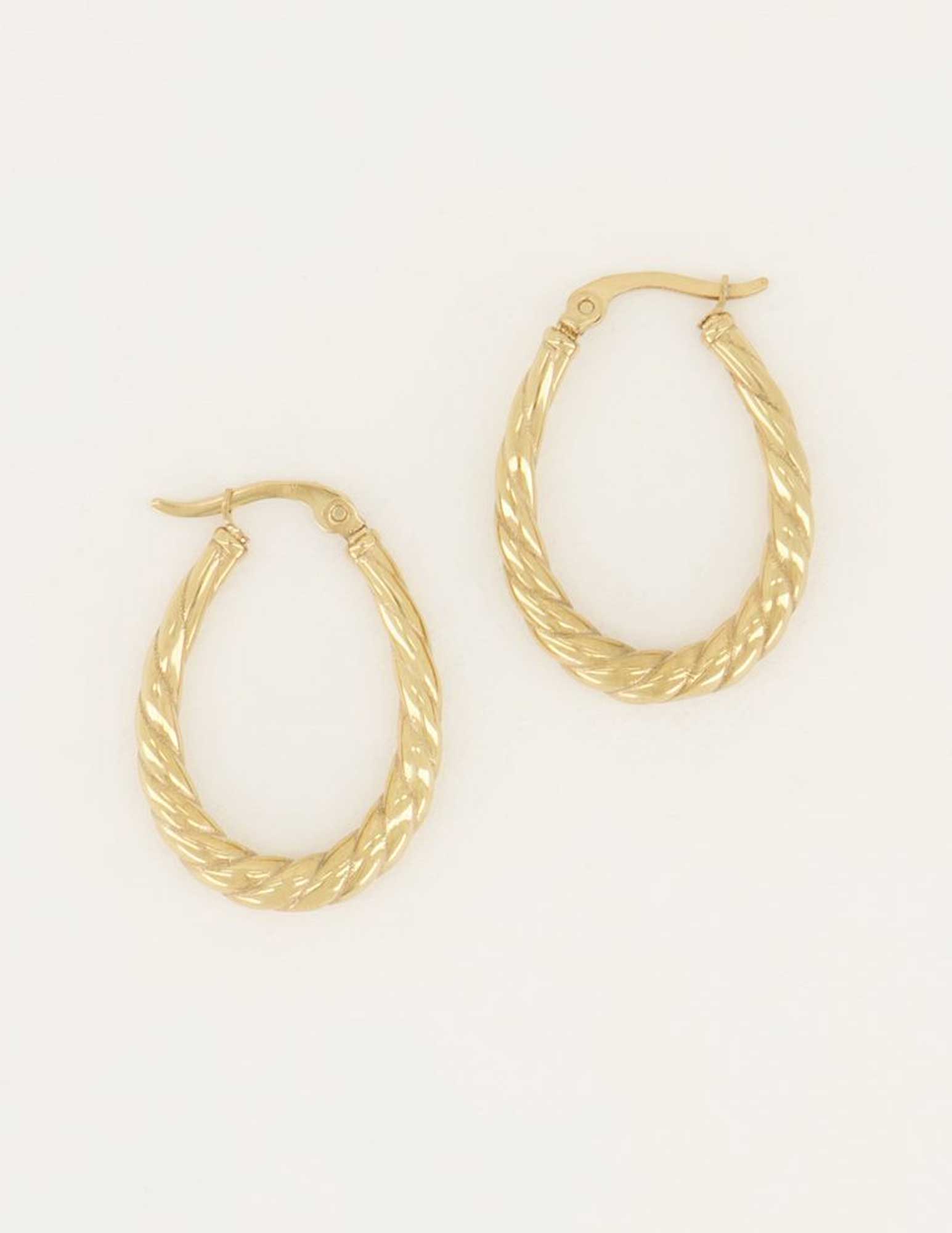 My Jewellery Oorringen ovaal gedraaid MJ05455 Goud