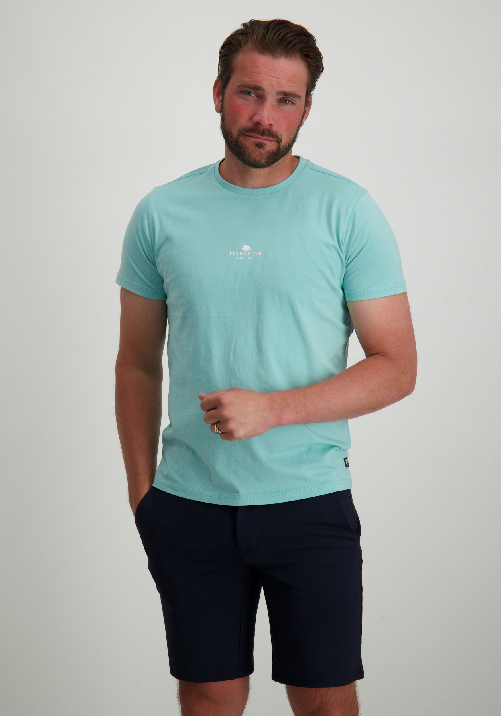 Petrol T-shirt Classic print M-1050-TSR117 Licht blauw
