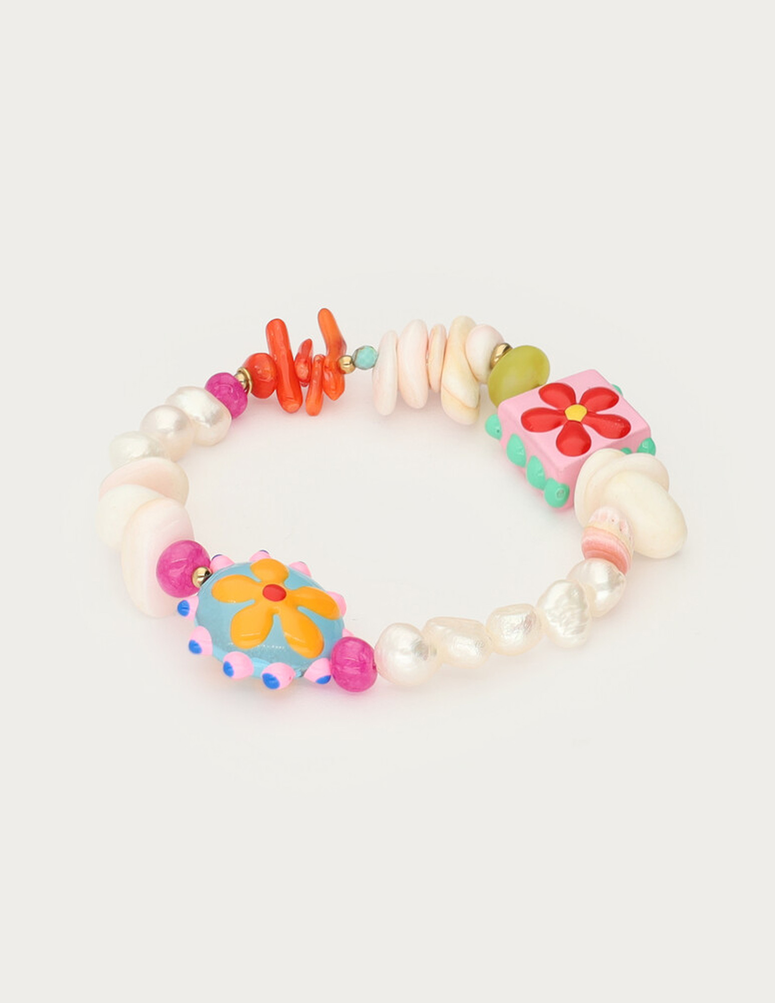 My Jewellery Tropical armband met schelpen en bloemen MJ15607 Goud