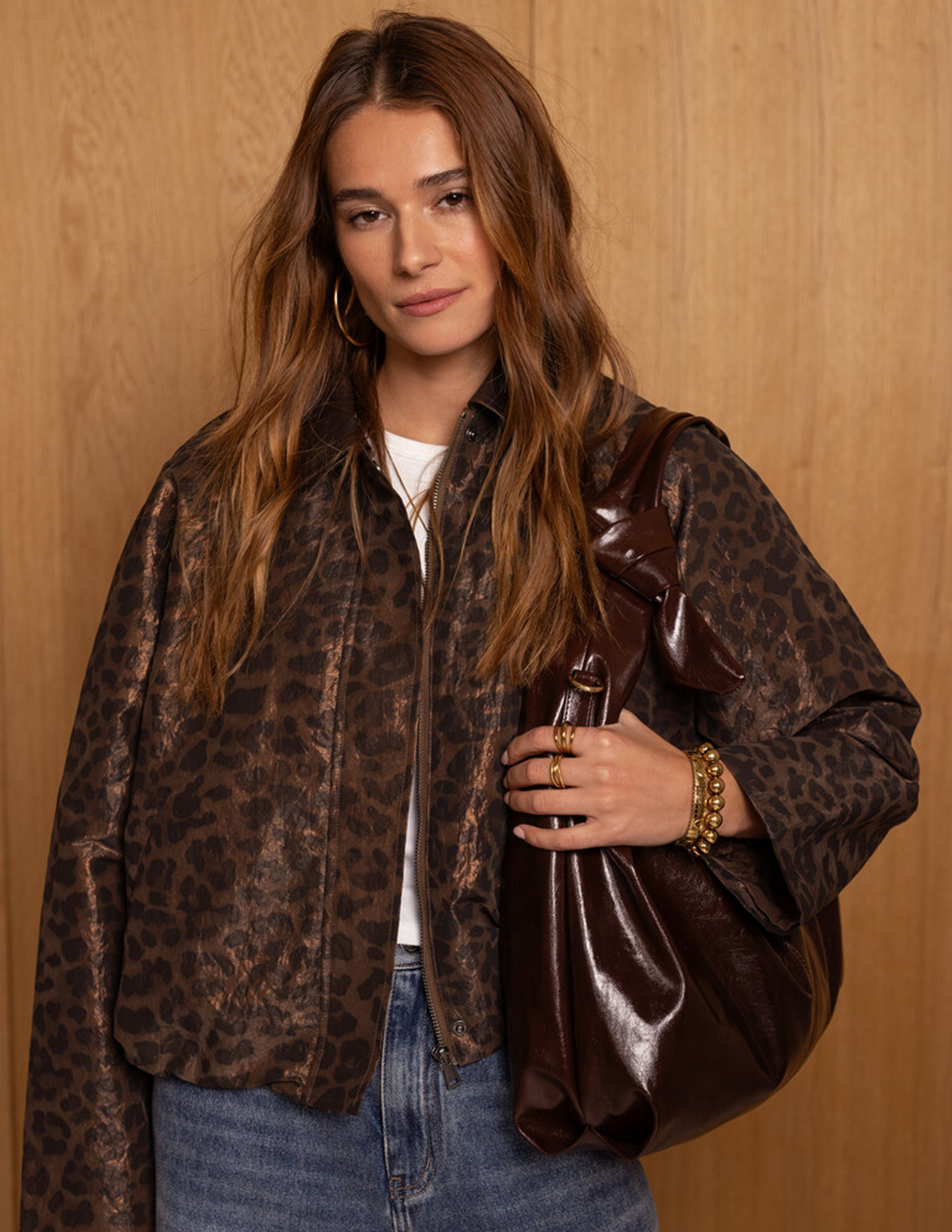 My Jewellery PU schoudertas met knoop MJ15232 Donker bruin