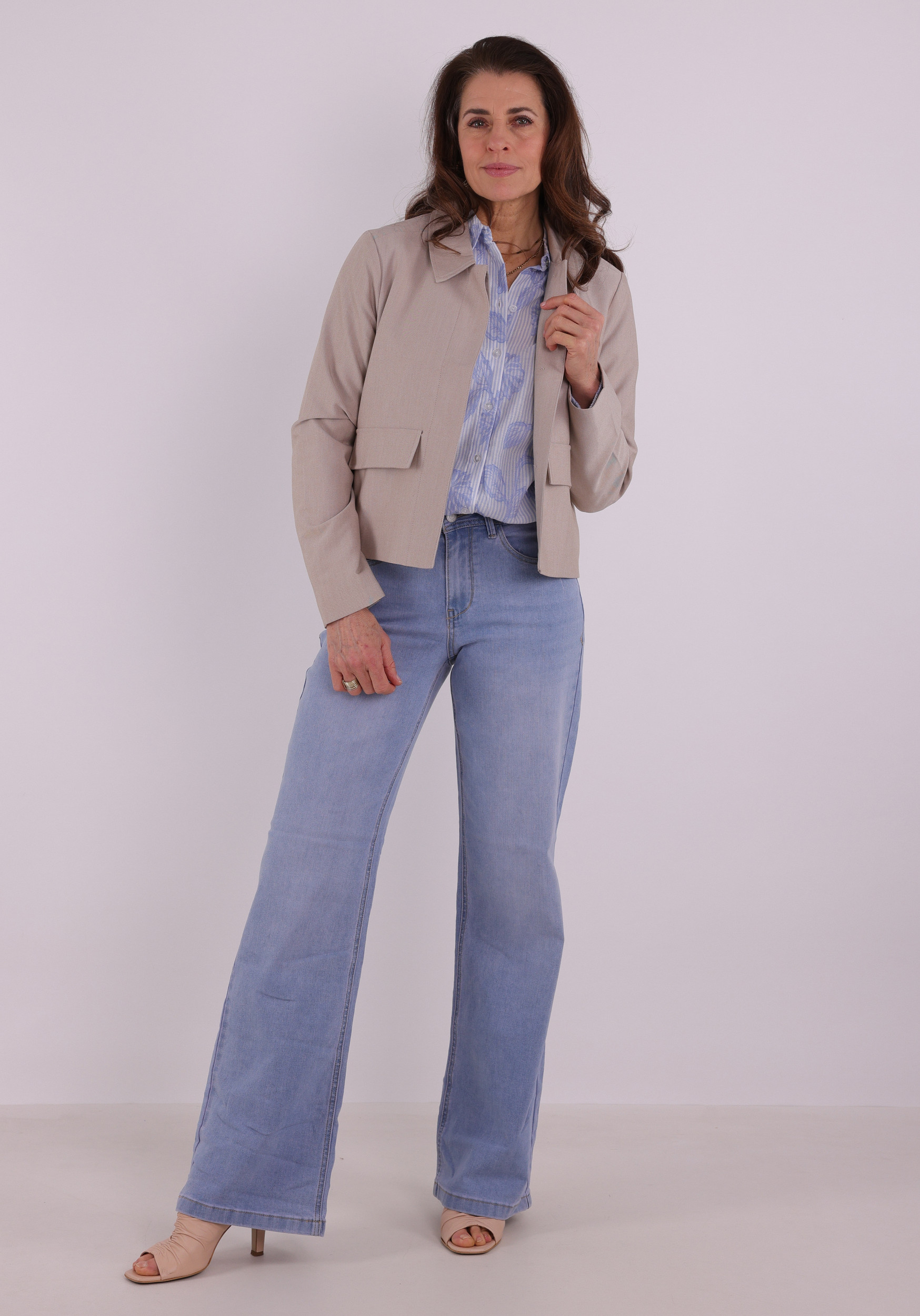 Tramontana Blouse flower stripe O12-19-301 Licht blauw