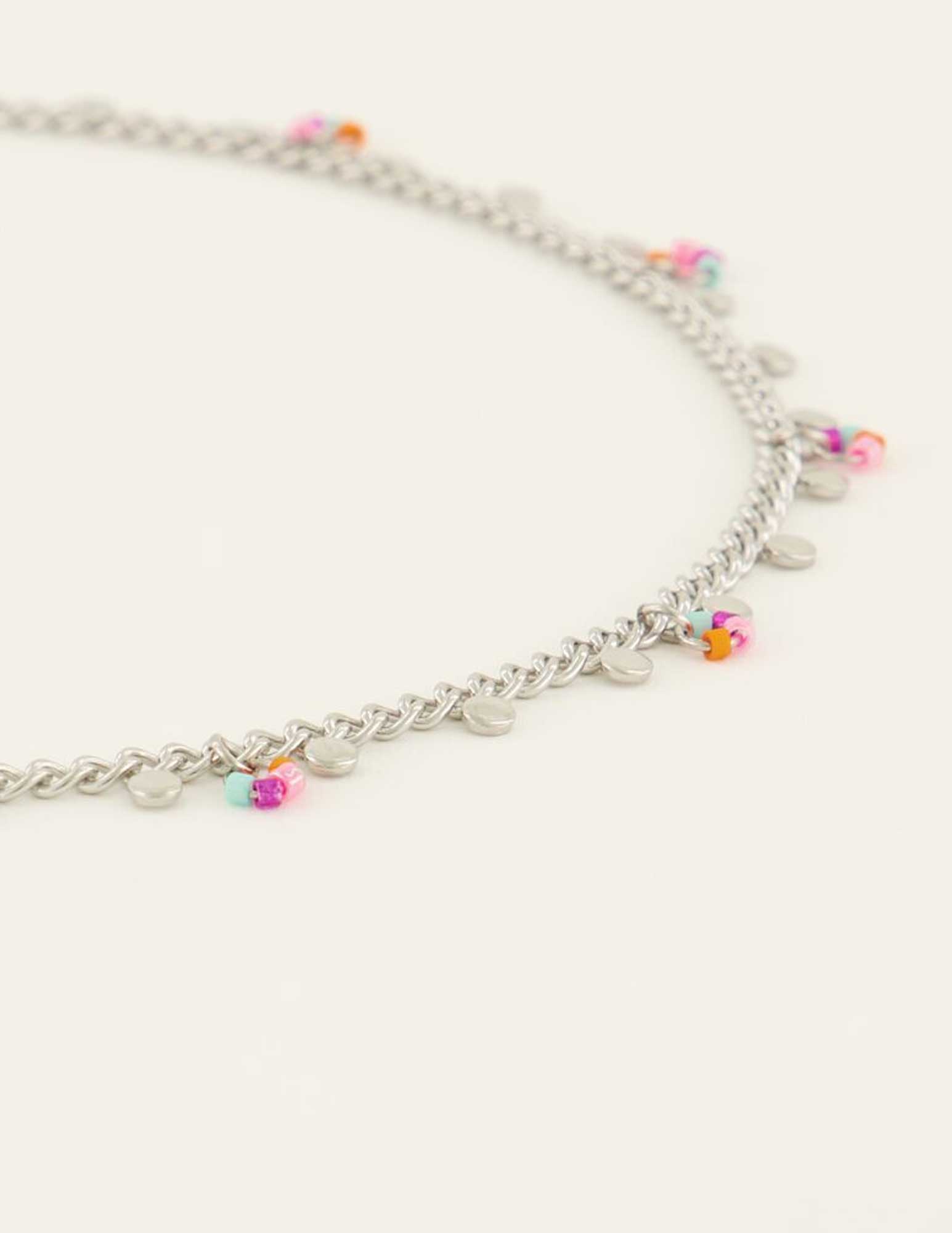 My Jewellery Ketting met kralen en muntjes MJ08185 Zilver