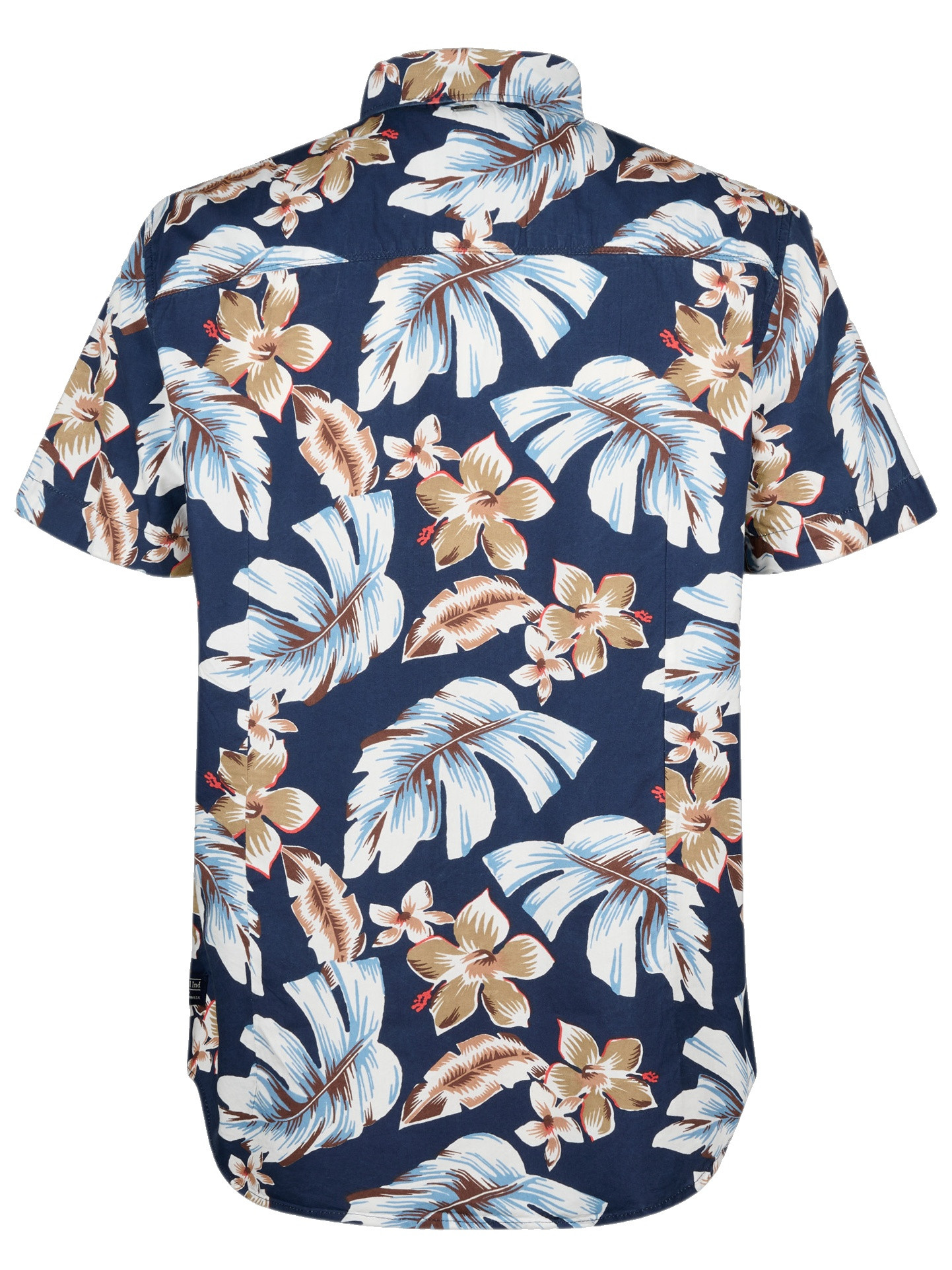 Petrol Overhemd met tropische print M-1050-SIS418 Blauw