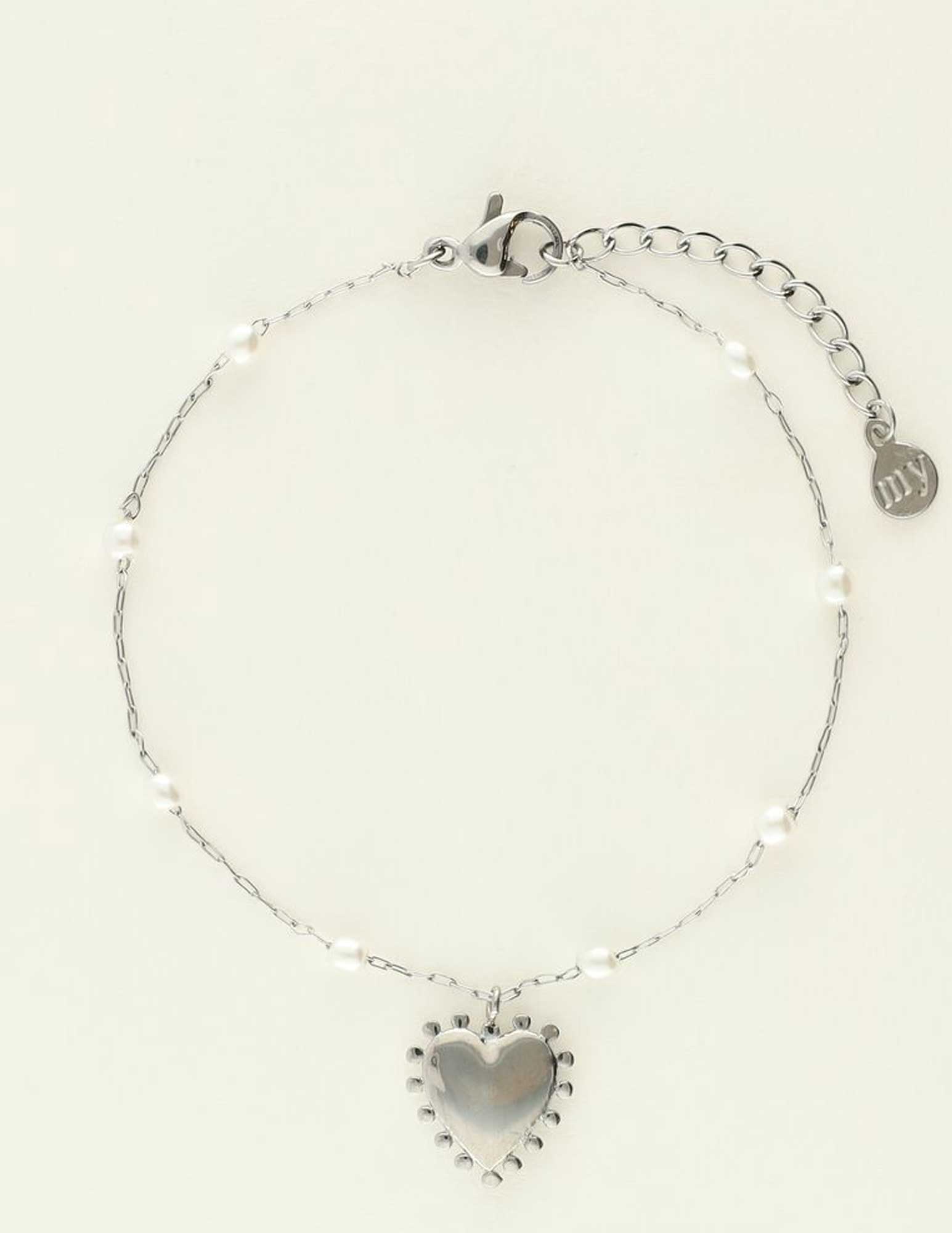 My Jewellery Armband met hart en parels MJ09229 Zilver
