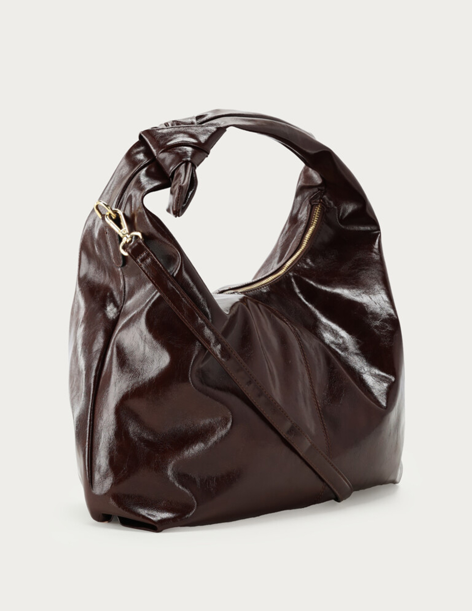 My Jewellery PU schoudertas met knoop MJ15232 Donker bruin