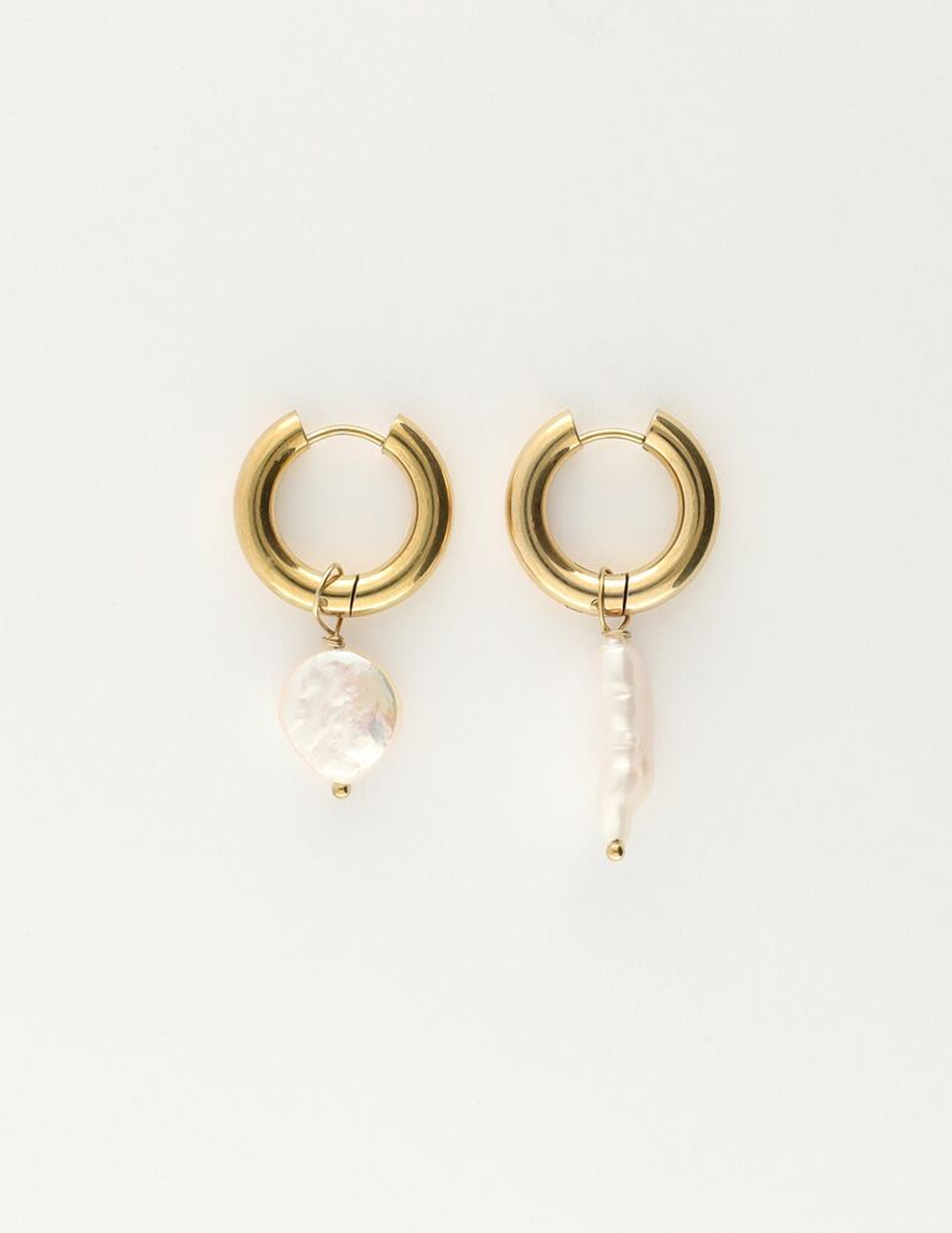 My Jewellery Oorringen met twee verschillende parels MJ09710 Goud