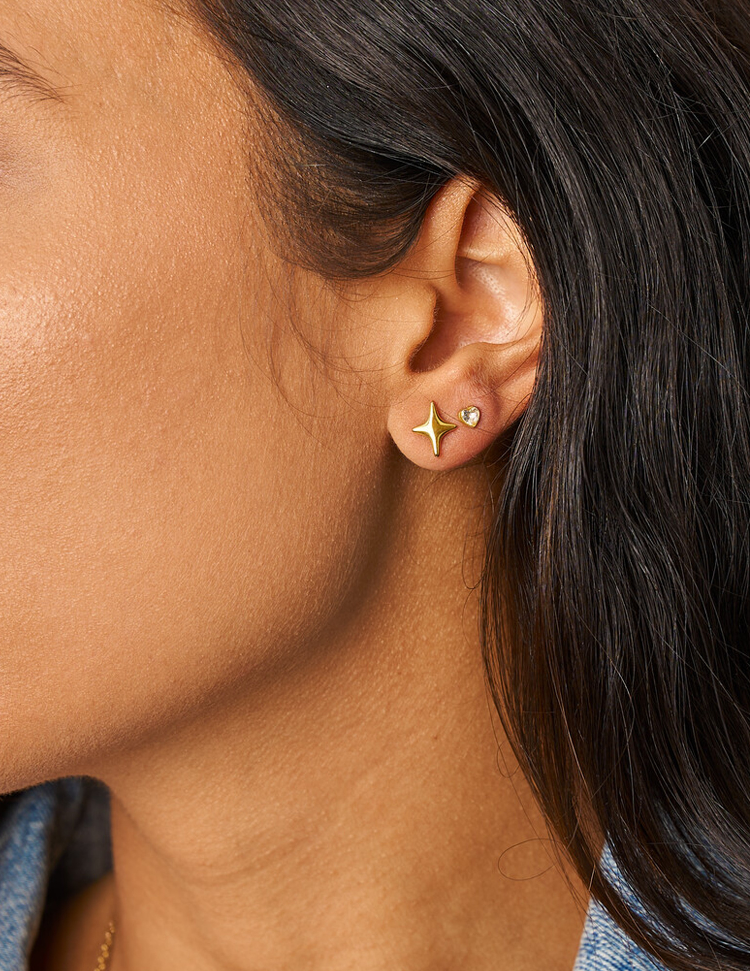 My Jewellery Studs met transparant strass hartje MJ14842 Goud