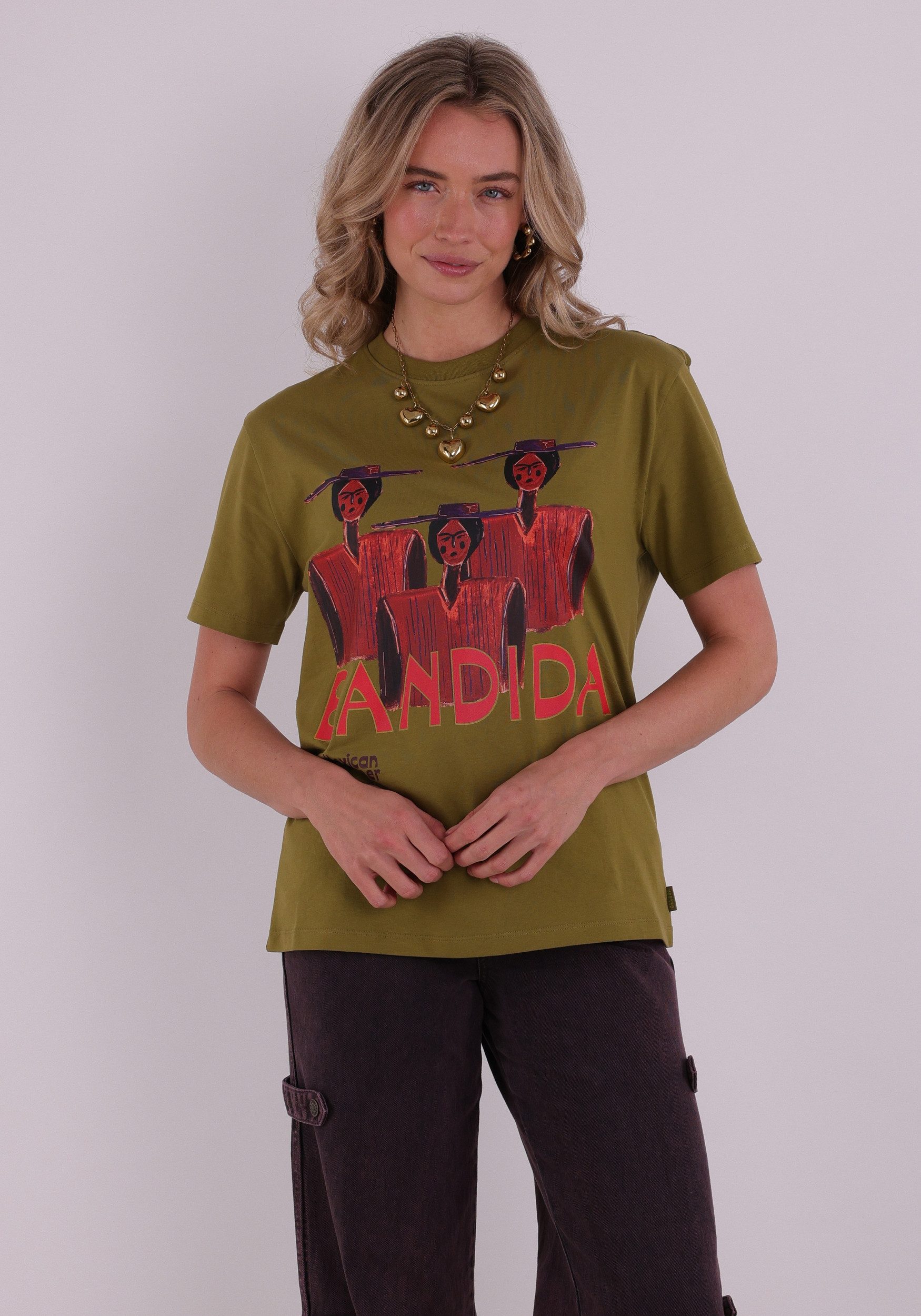 Harper & Yve T-shirt Bandida SS6Y304 Midden groen