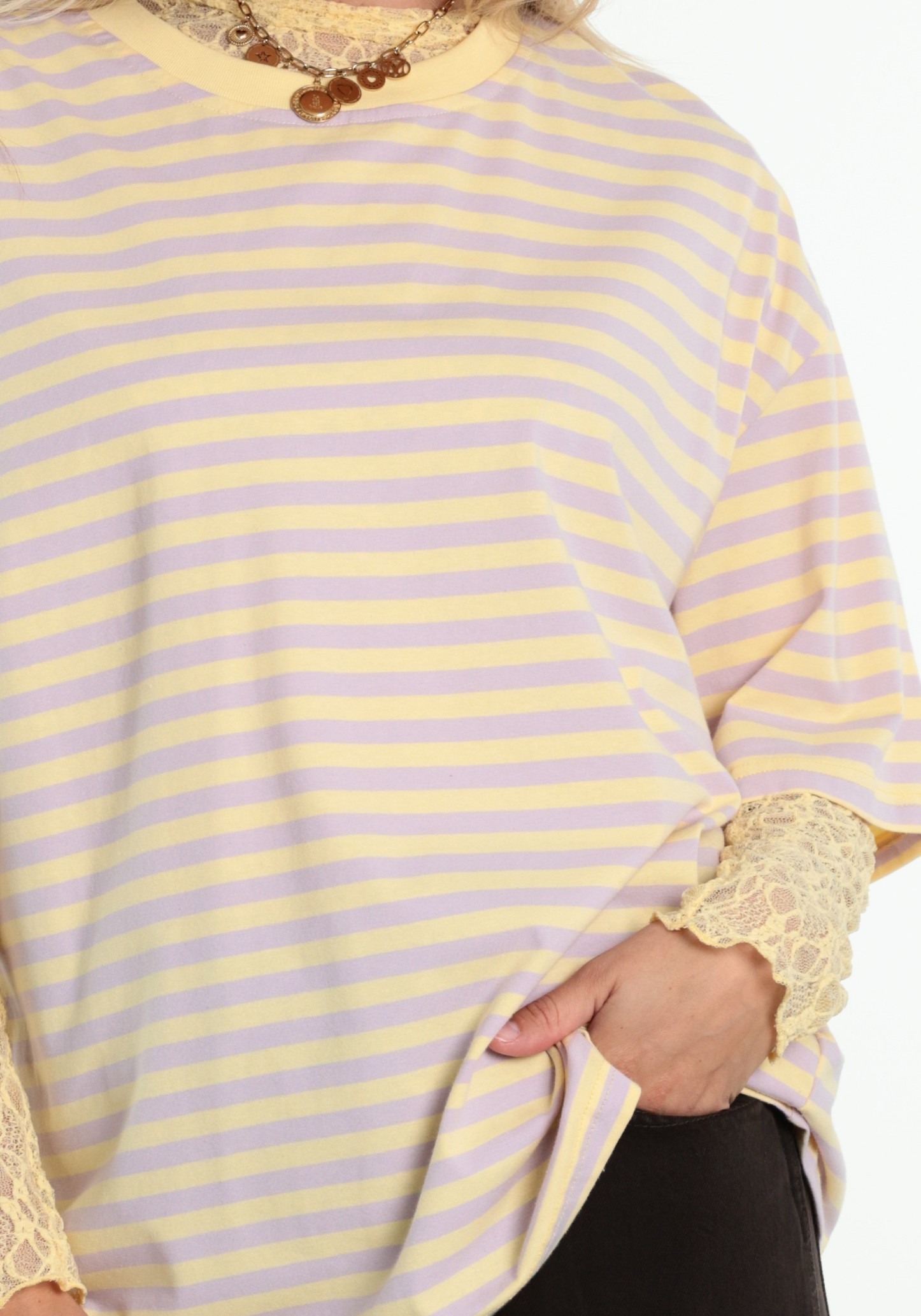 BELIEVE T-shirt gestreept B-9183-TOP Lila