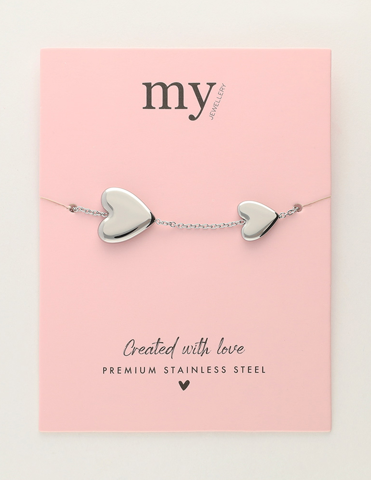 My Jewellery Armband met twee hartjes MJ11807 Zilver
