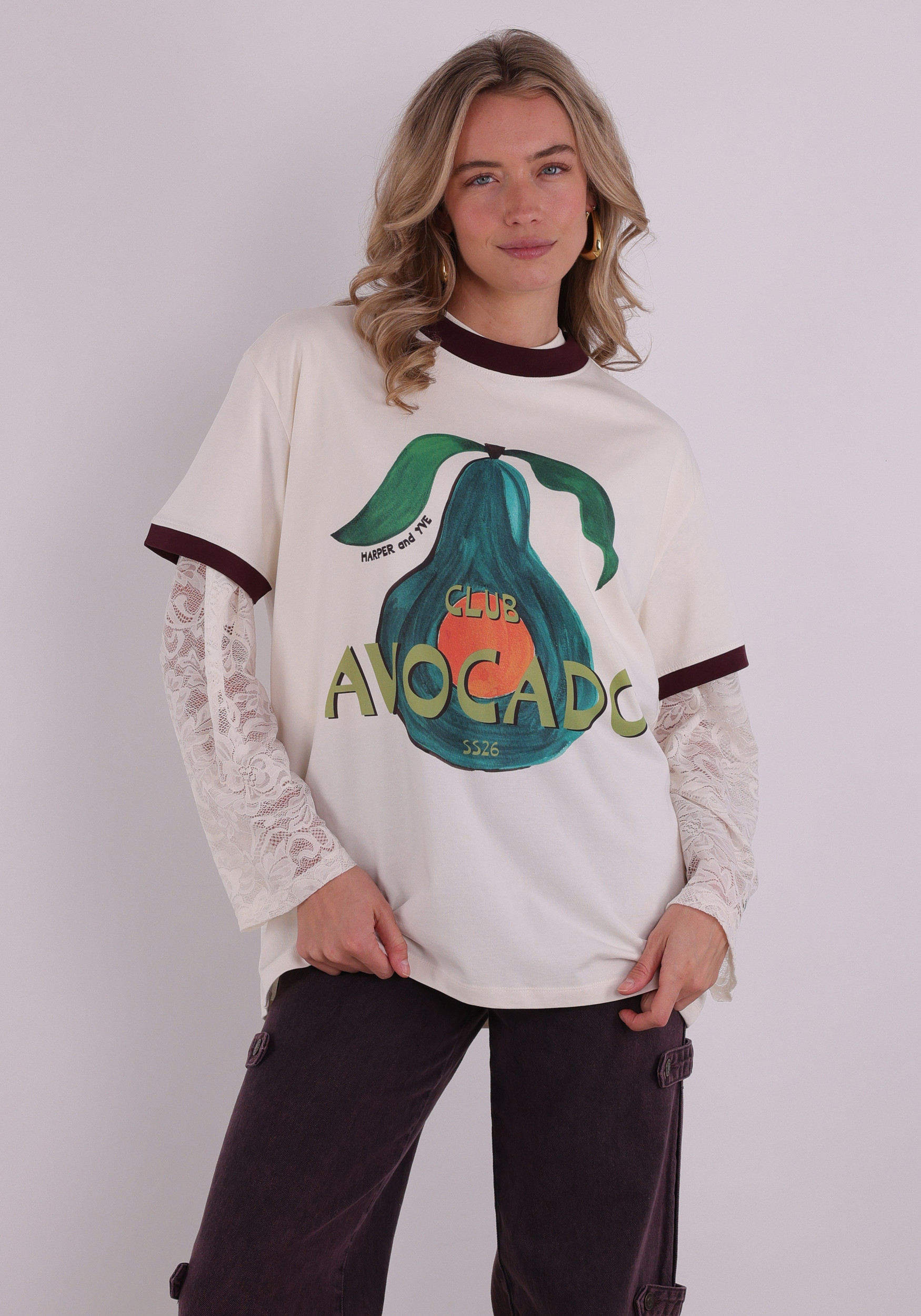 Harper & Yve T-shirt Club Avocado SS6Y303 Ecru